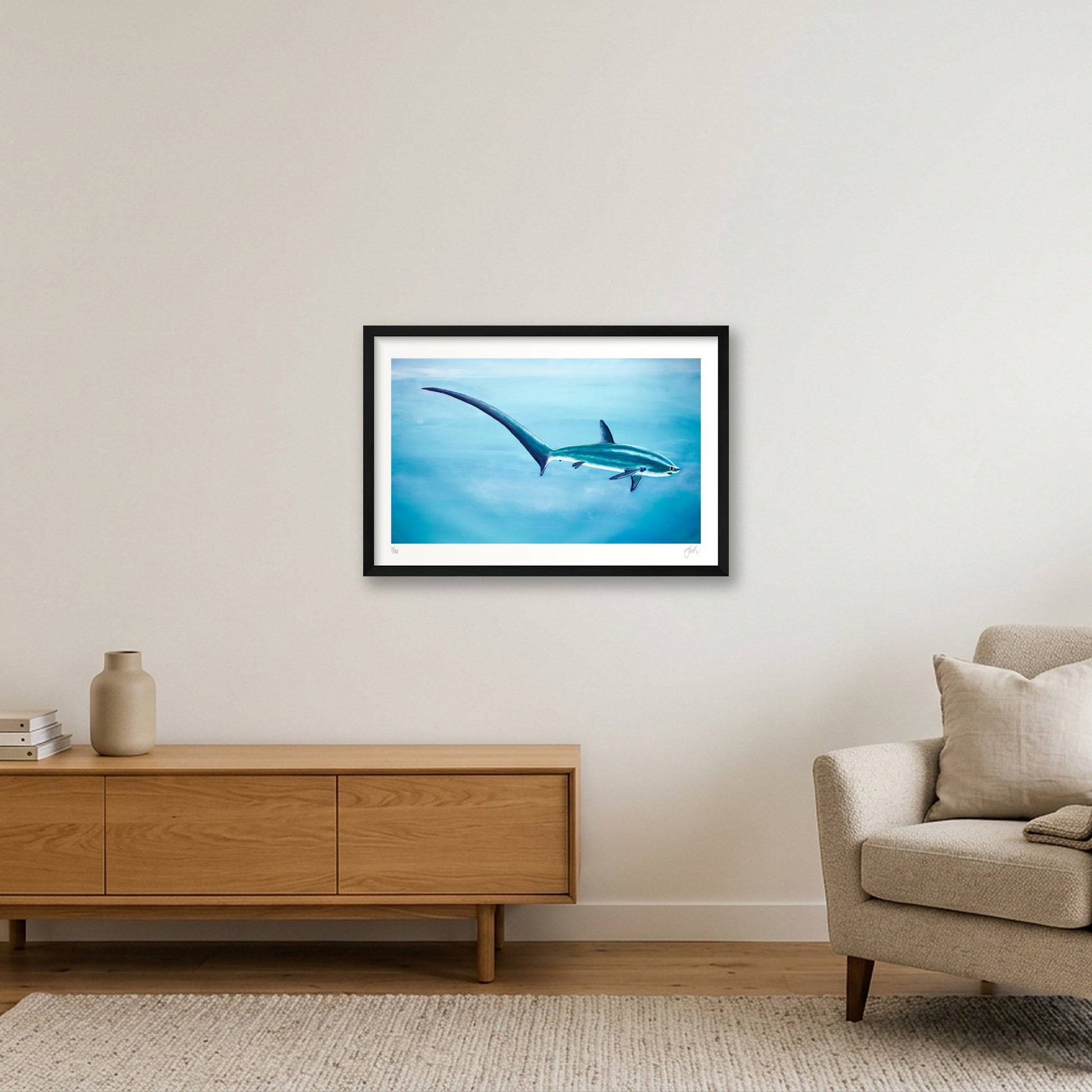 Thresher Shark Blue — 60×40cm, 24×16" Black Frame