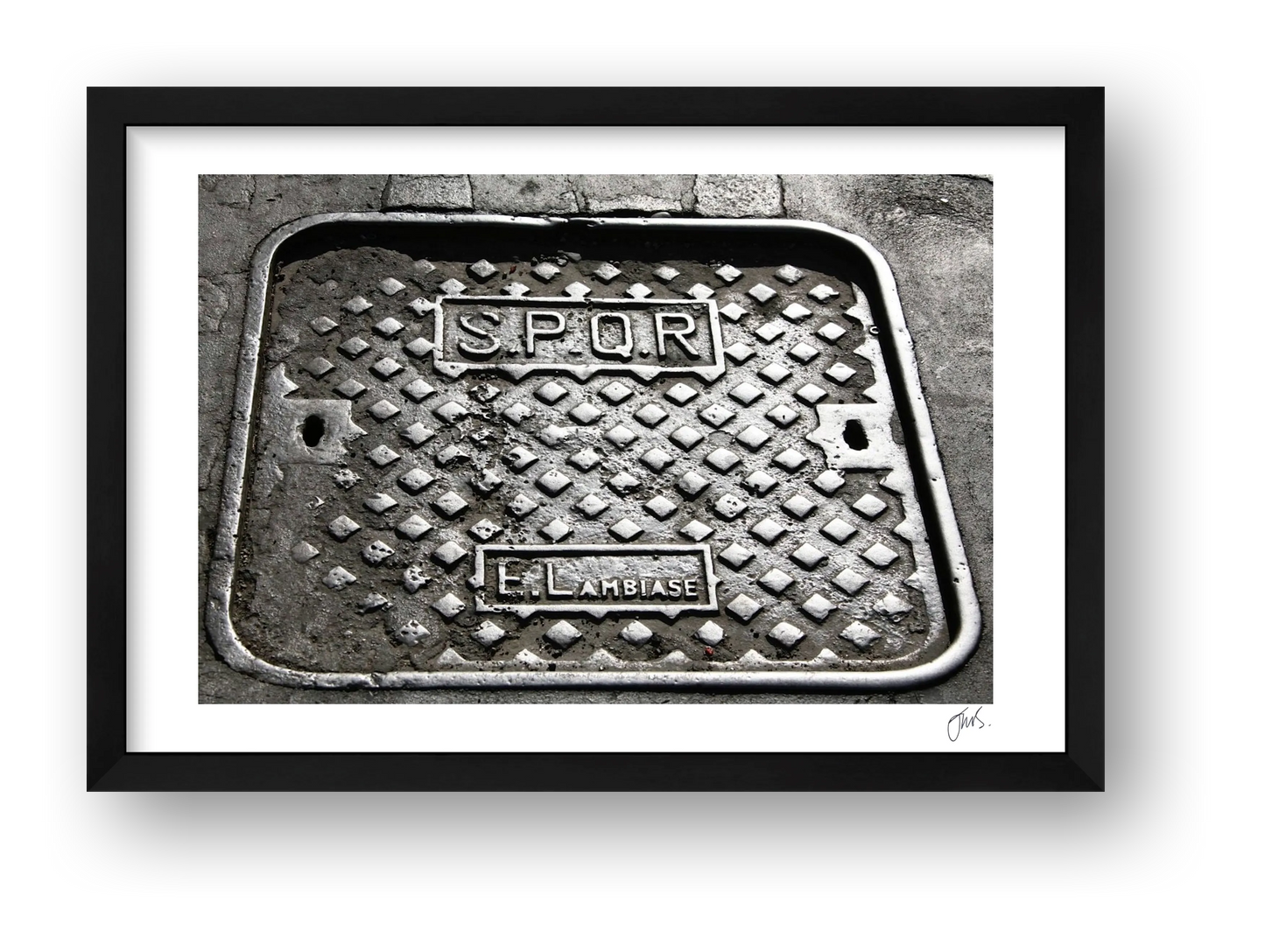 SPQR Roman Manhole Cover — framed