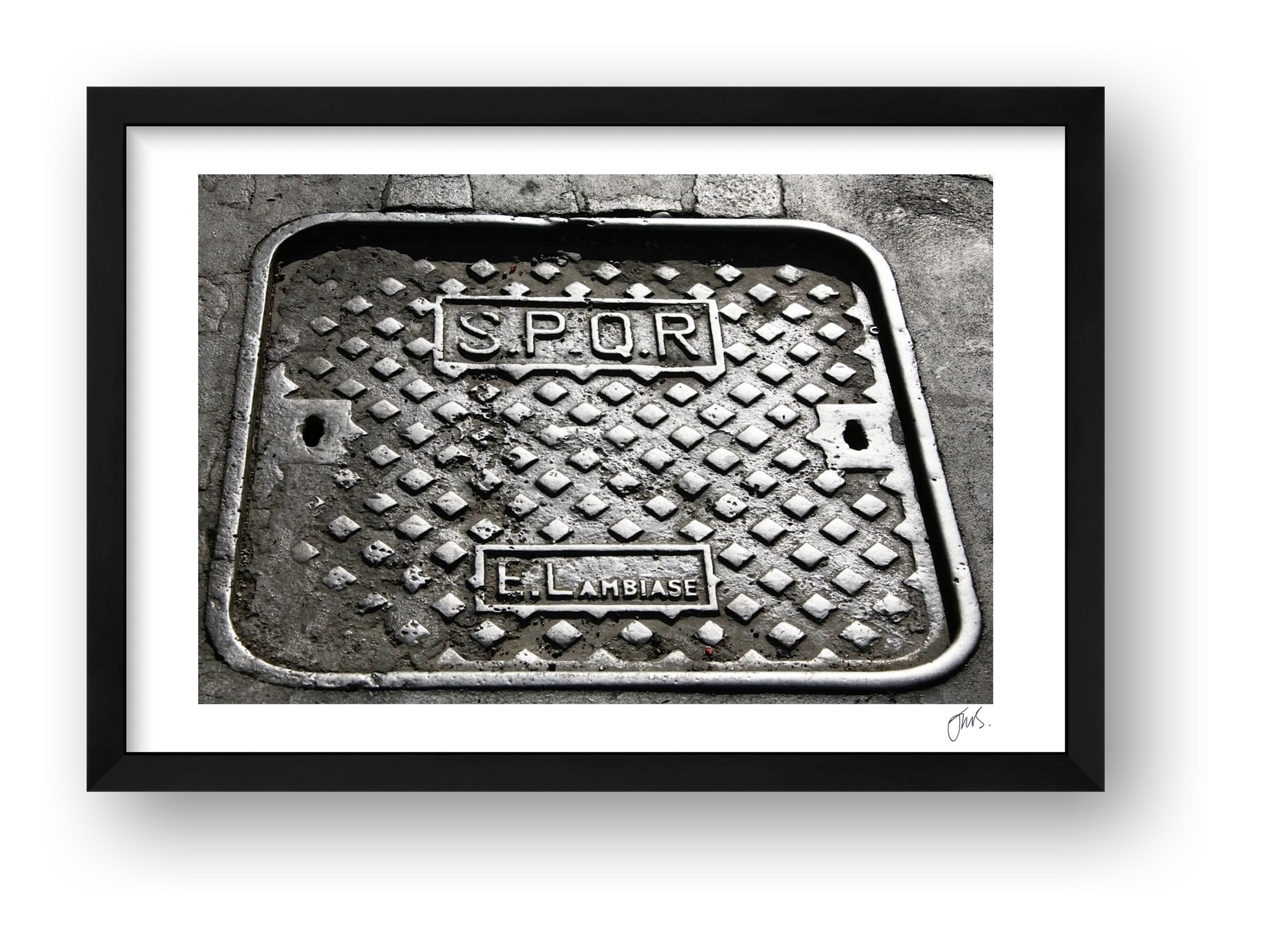 SPQR Roman Manhole Cover — framed