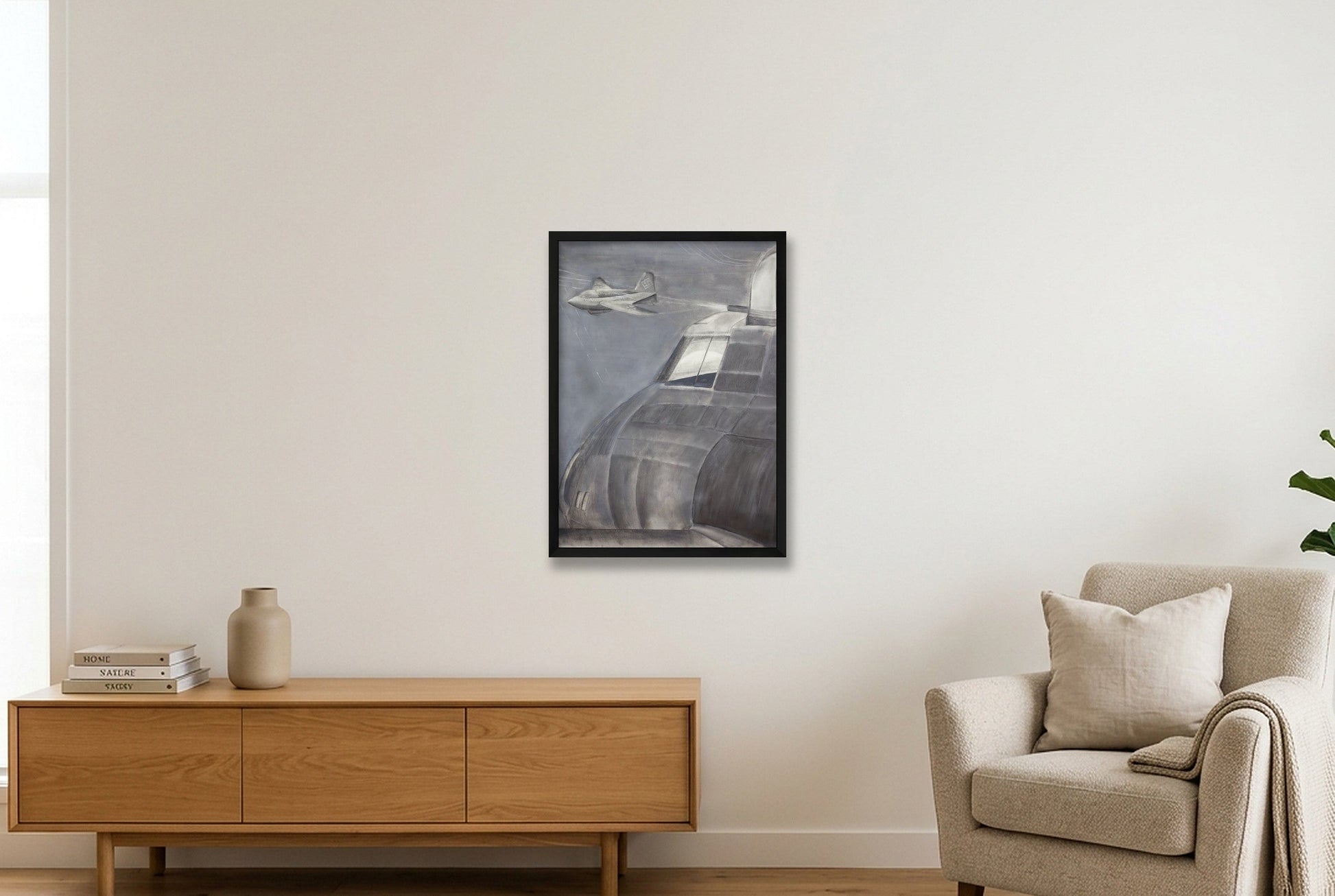 USAAF B17 Contact with a Komet Rocket - CROPPED VERSION — 42×59cm, 17×23" Black Frame