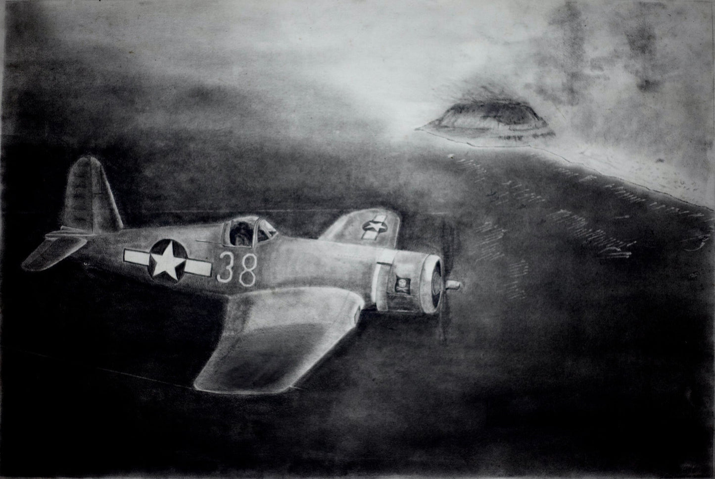 F4U Corsair Invasion of Iwo Jima — 60×40cm, 24×16" Print only