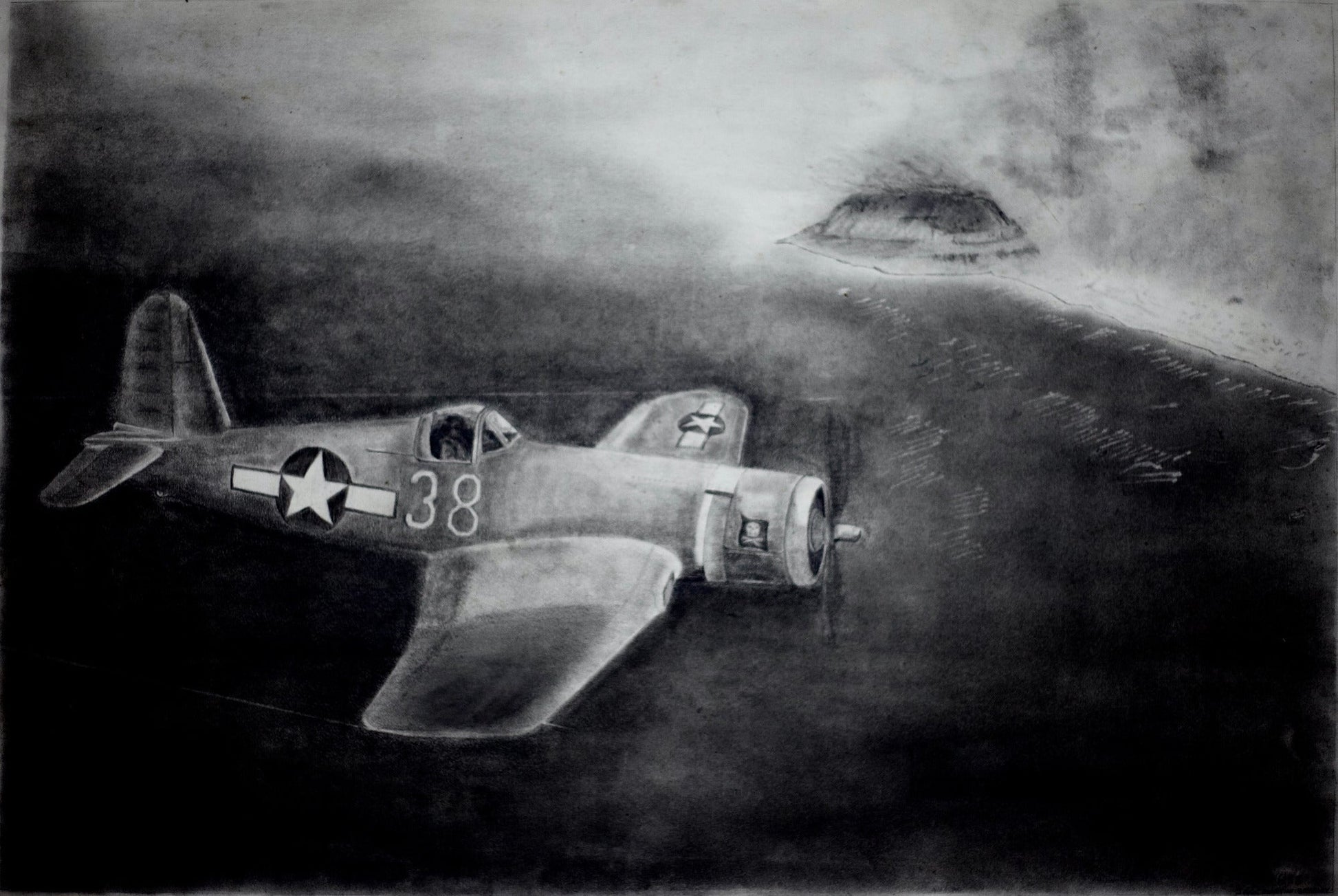 F4U Corsair Invasion of Iwo Jima — 60×40cm, 24×16" Print only