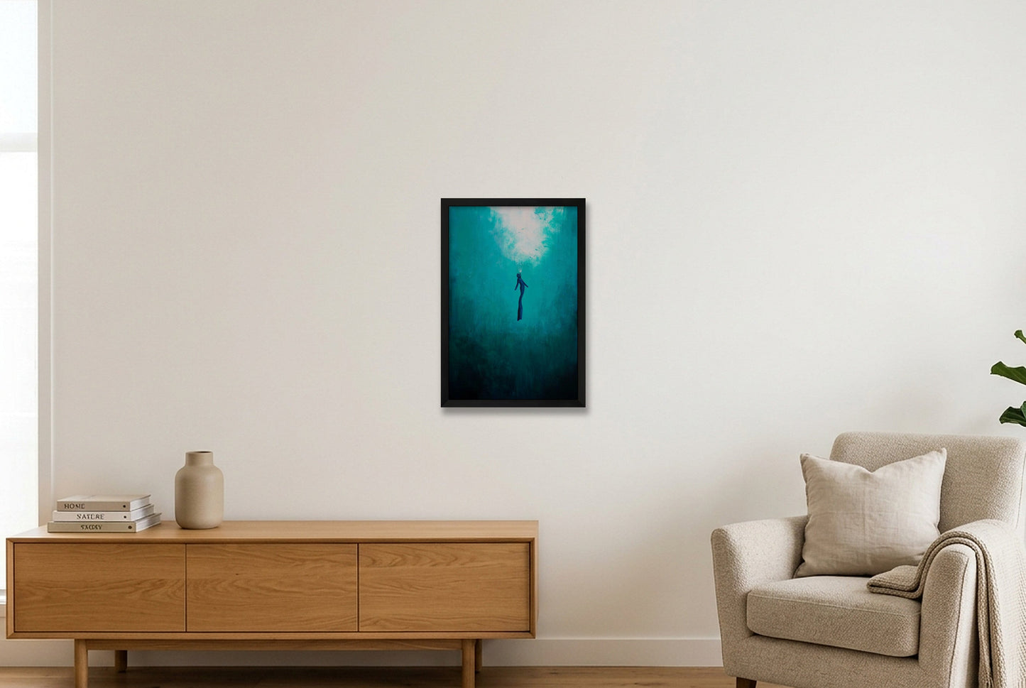 Freediver — 30×45cm, 12×18" Black Frame