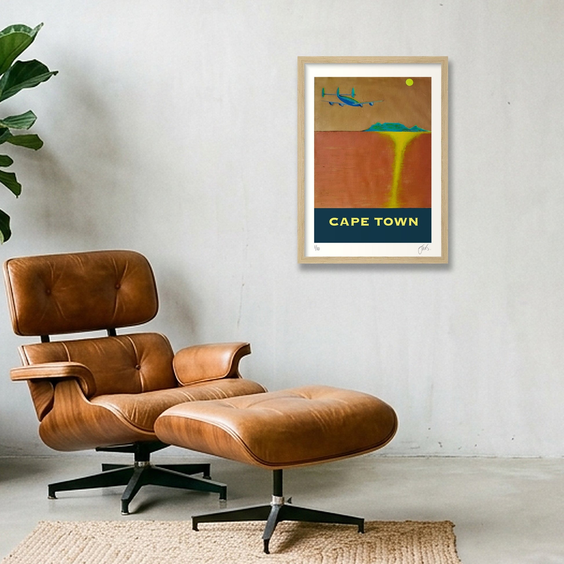 Cape Town - a Golden-Age-of-AIr-Travel Destination — A3 (30×42cm, 12×17") Oak Frame