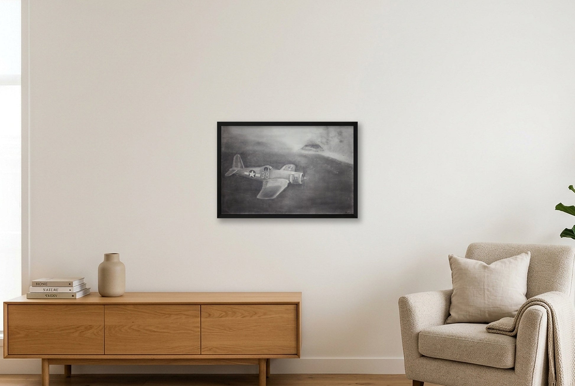 F4U Corsair Invasion of Iwo Jima — 60×40cm, 24×16" Black Frame