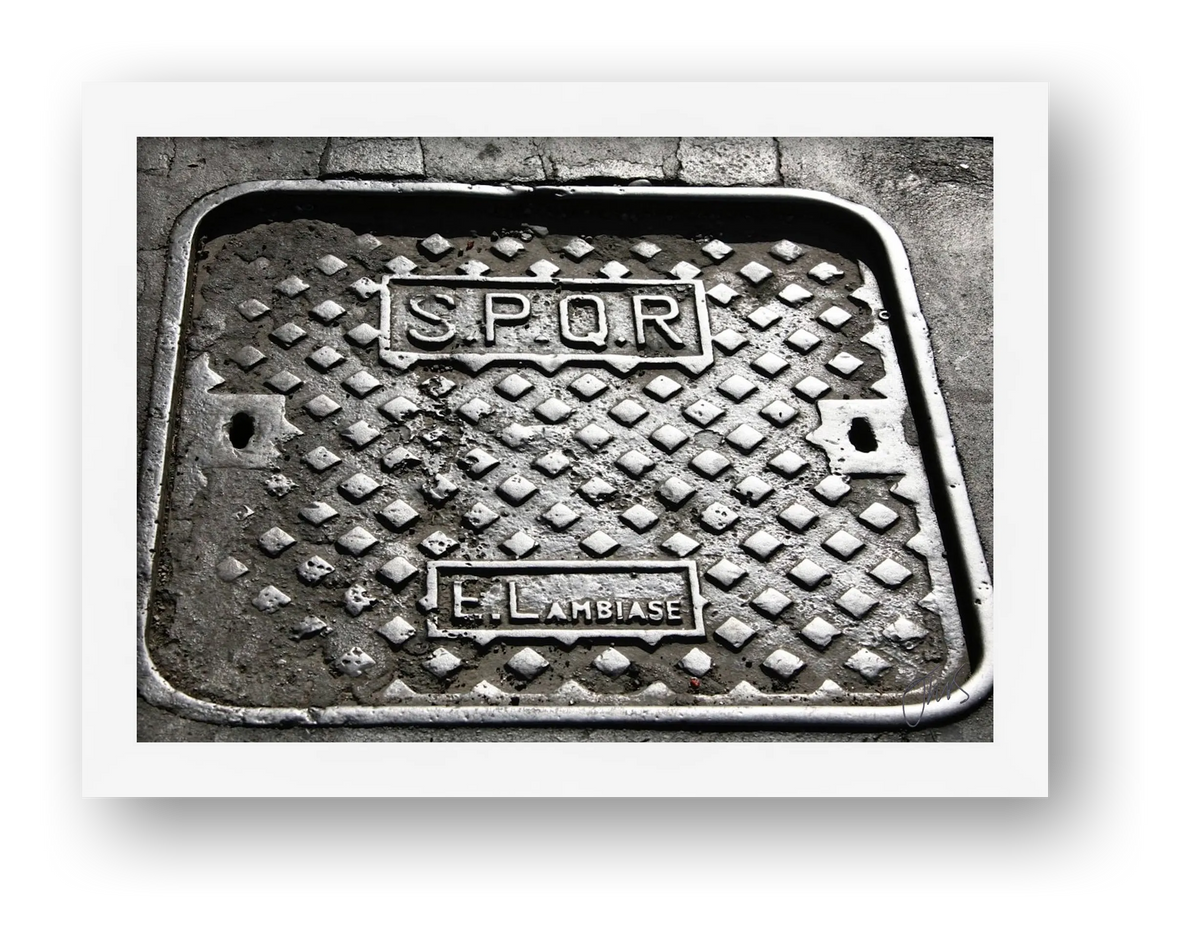 SPQR Roman Manhole Cover — framed