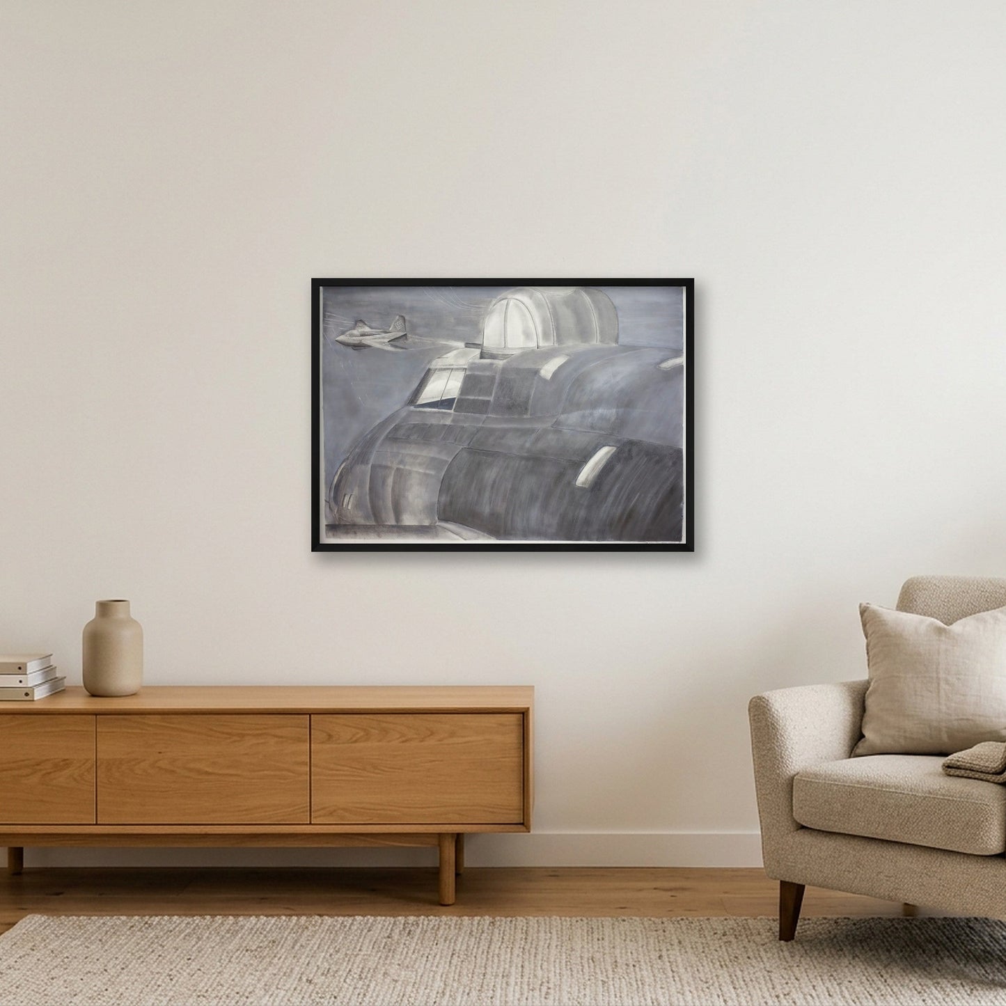 USAAF B17 Contact with a Luftwaffe Komet Rocket - FULL SIZE — 84×59cm, 33×23" Black Frame
