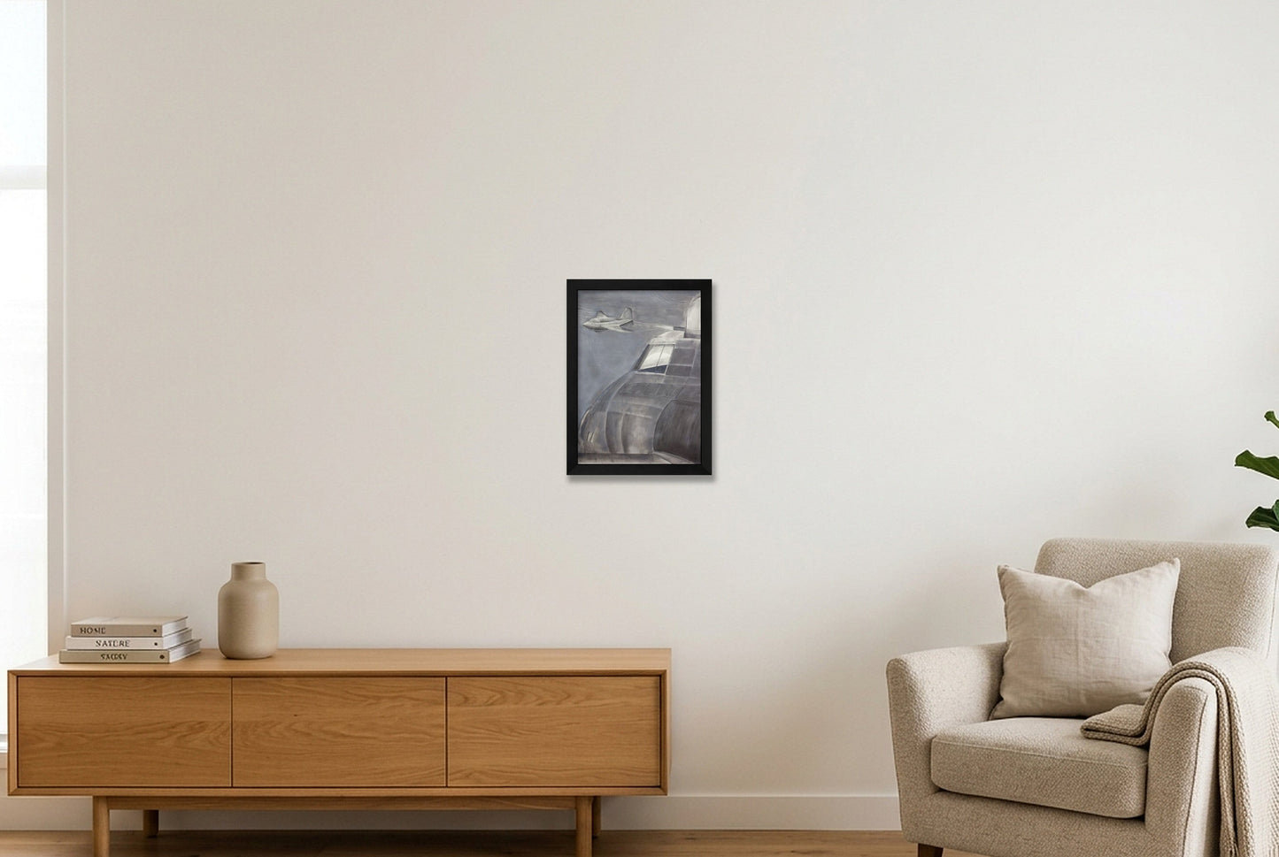 USAAF B17 Contact with a Komet Rocket - CROPPED VERSION — A4 (21×30cm, 8×12") Black Frame