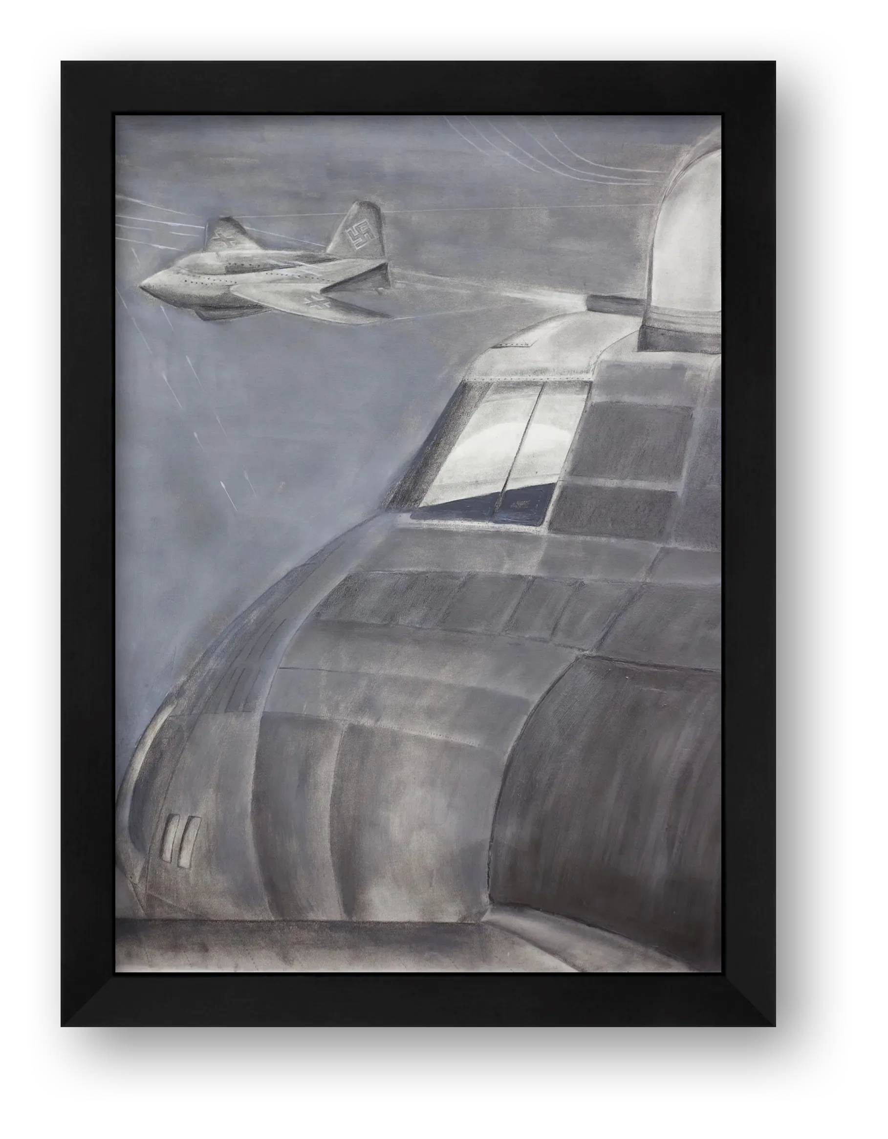 USAAF B17 Contact with a Komet Rocket - CROPPED VERSION — framed