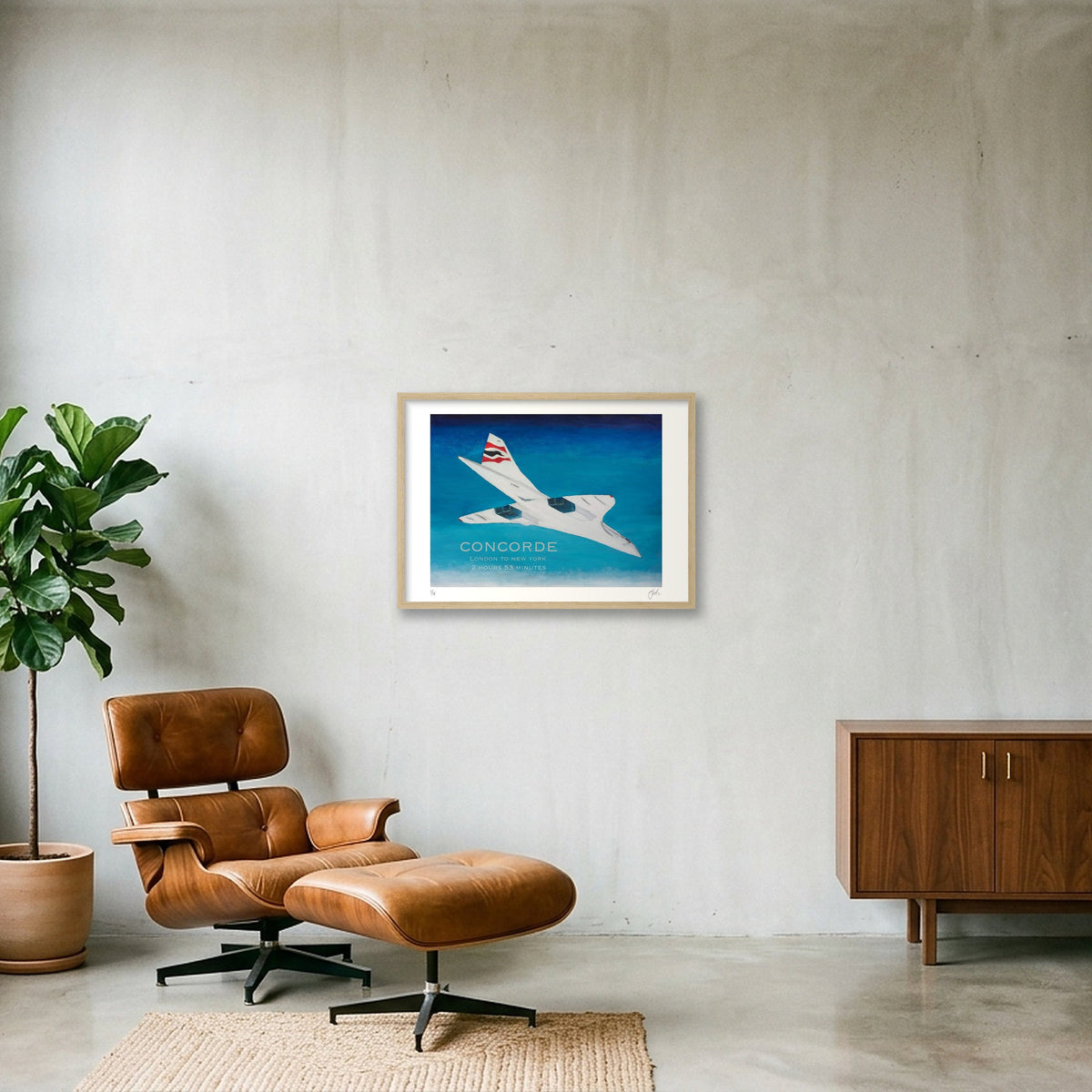 Concorde London New York — 59×42cm, 23×17" Oak Frame