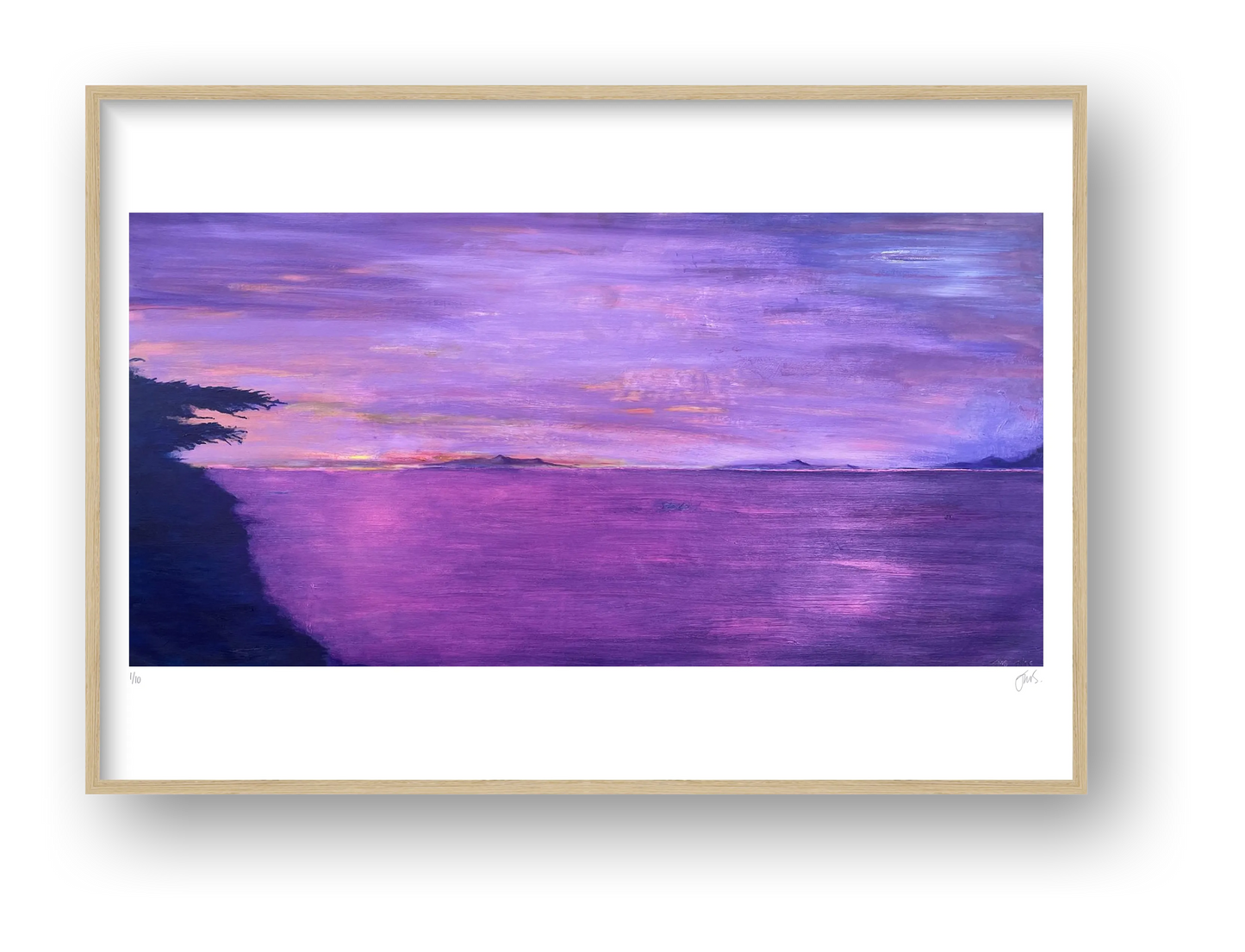 Hiroshiga Inspired Sunrise over the Ocean — framed