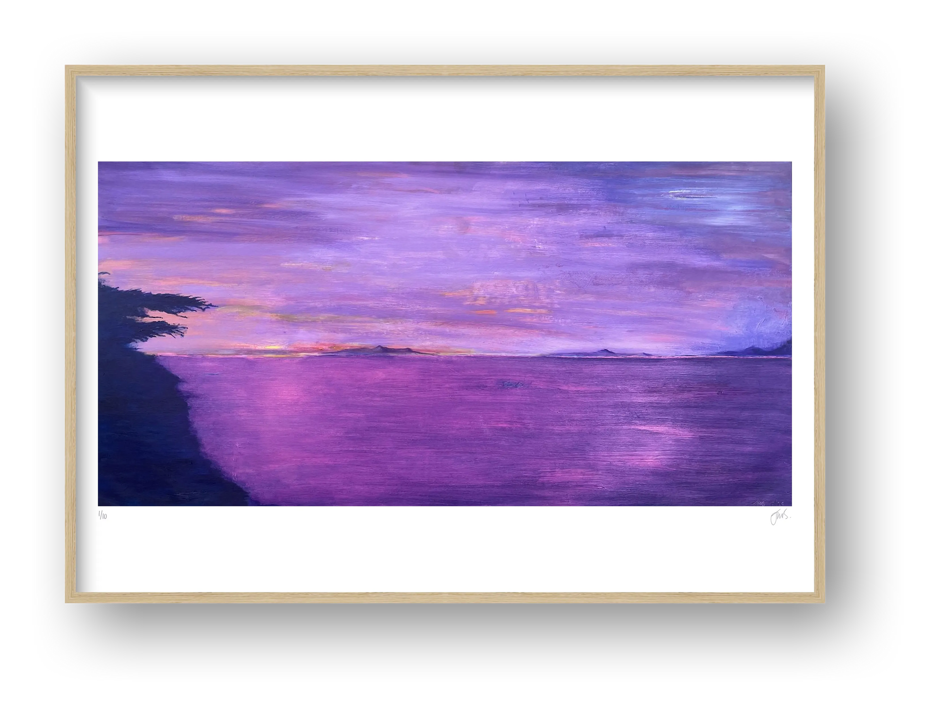 Hiroshiga Inspired Sunrise over the Ocean — framed
