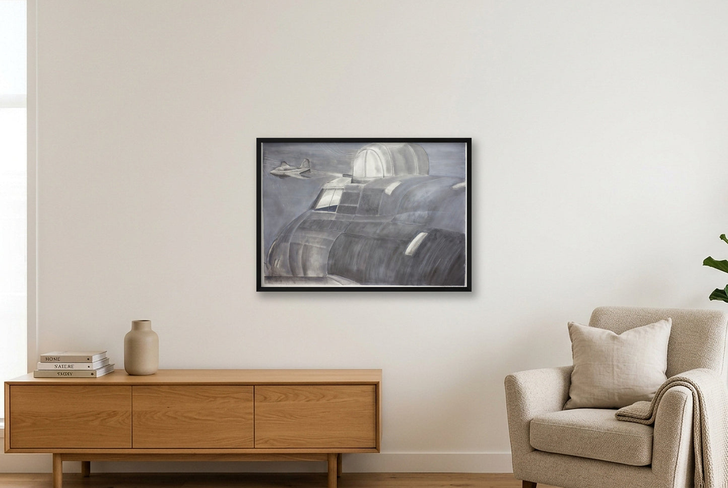 USAAF B17 Contact with a Luftwaffe Komet Rocket - FULL SIZE — 84×59cm, 33×23" Black Frame