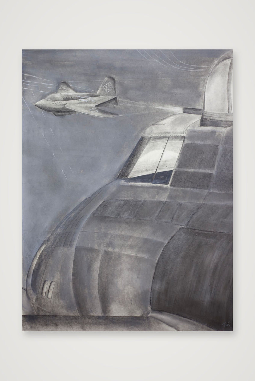 USAAF B17 Contact with a Komet Rocket - CROPPED VERSION — 60×80cm, 24×31" Print only