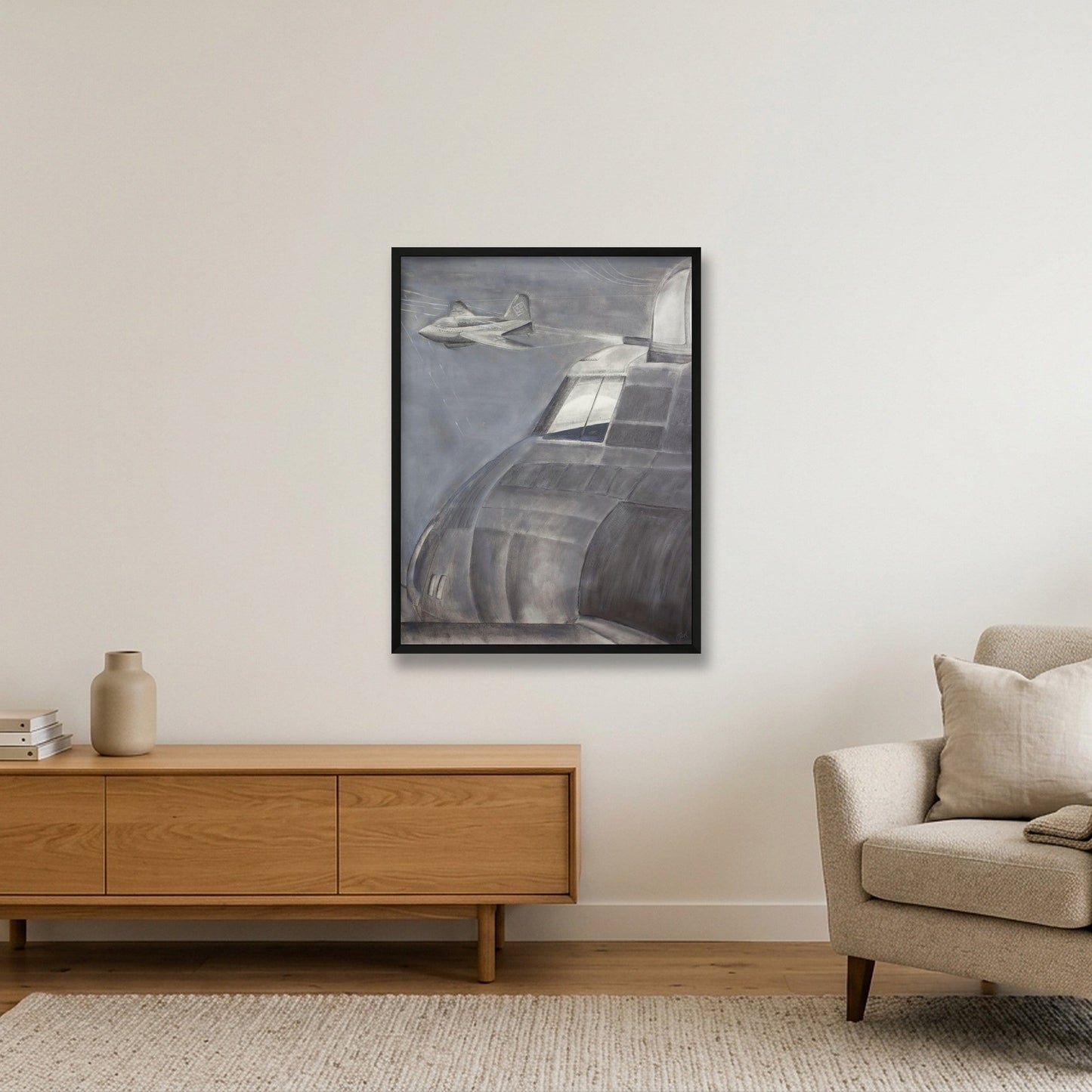 USAAF B17 Contact with a Komet Rocket - CROPPED VERSION — 60×80cm, 24×31" Black Frame