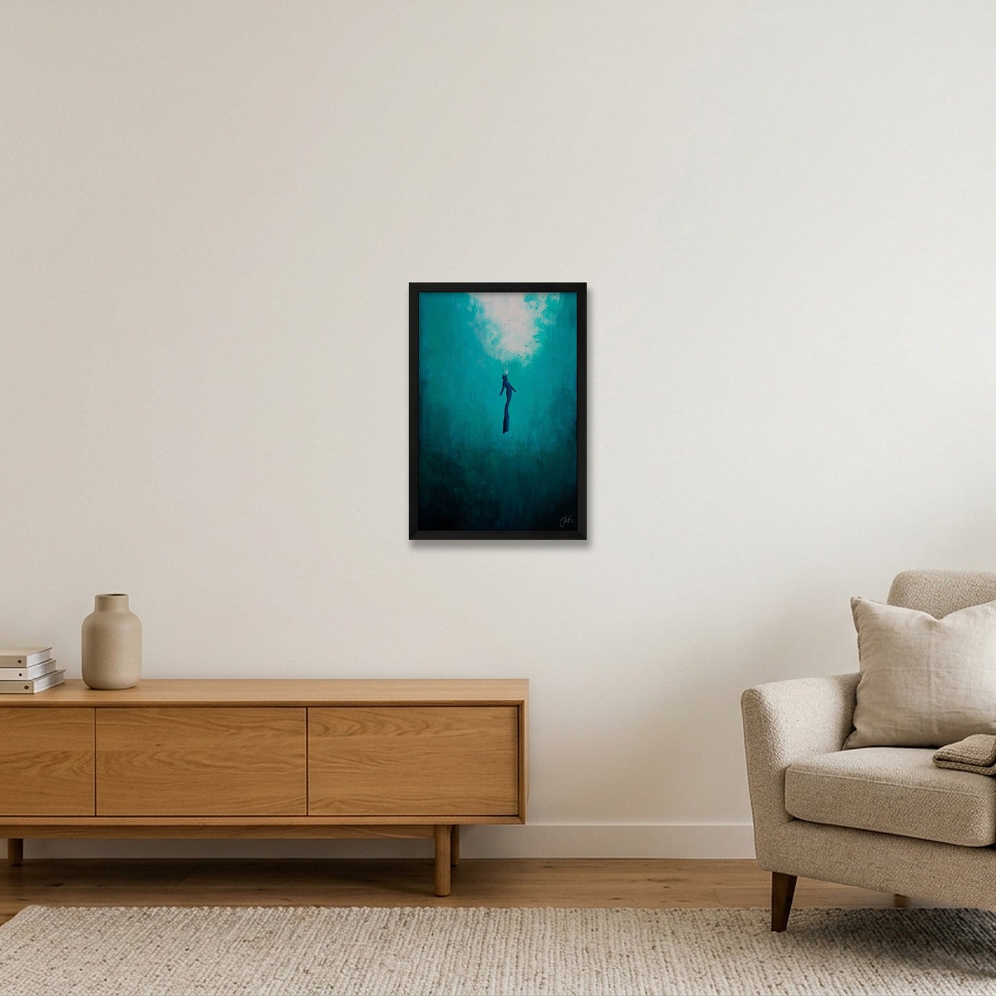 Freediver — 30×45cm, 12×18" Black Frame
