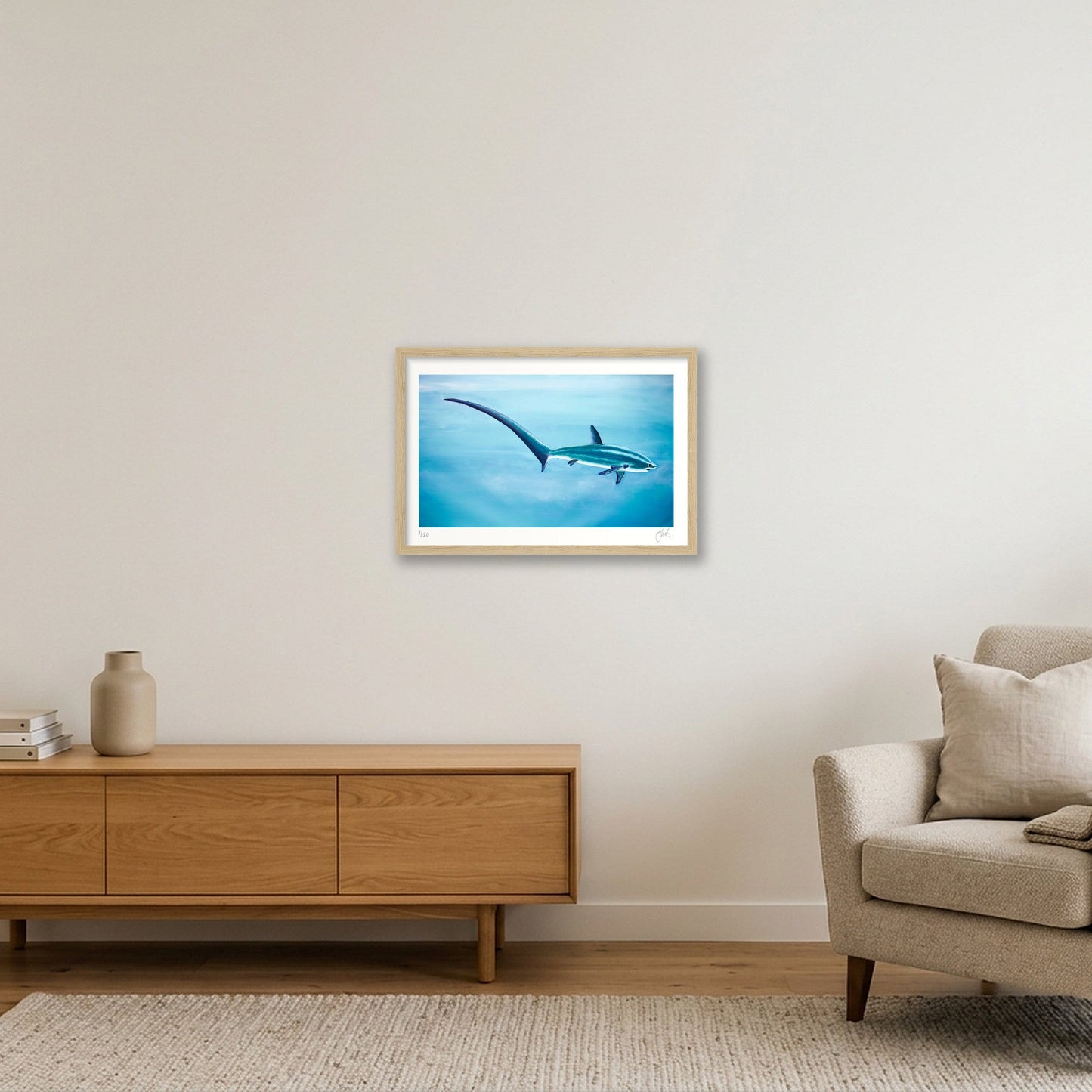 Thresher Shark Blue — 45×30cm, 18×12" Oak Frame