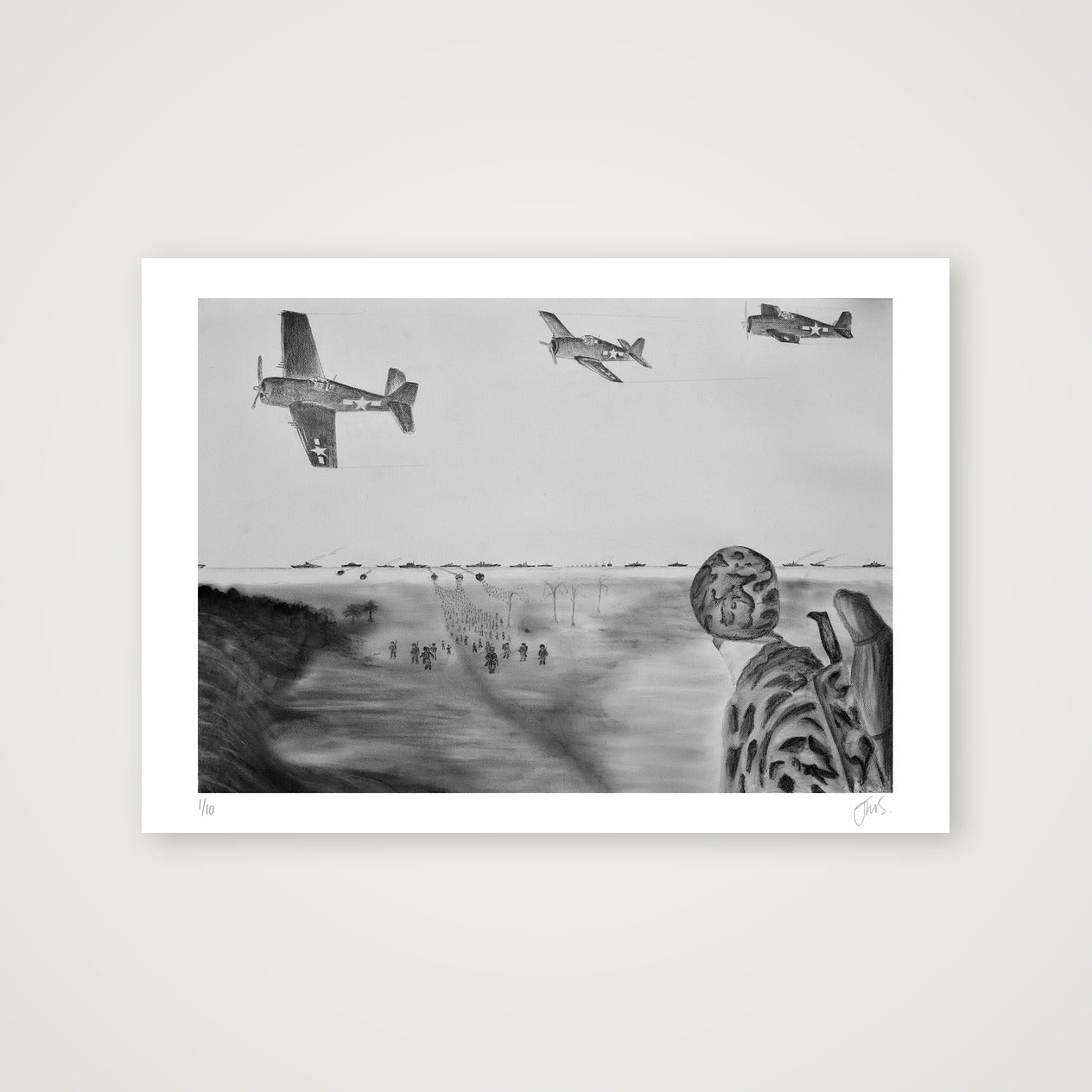 Teamwork: USN Pilots in the Air and US Marines on the Ground — 59×42cm, 23×17" Print only