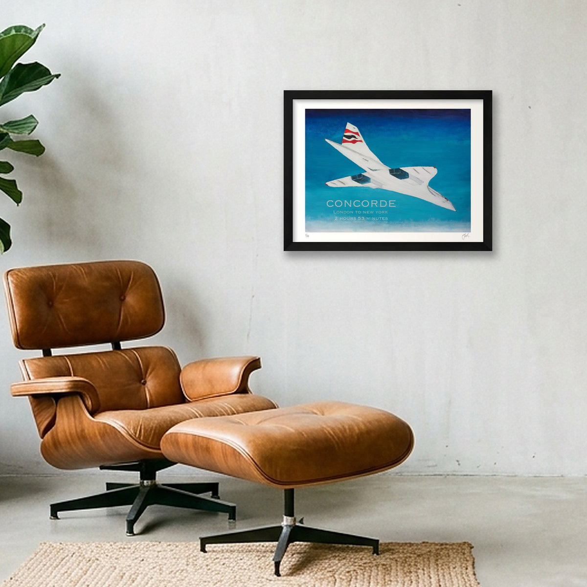 Concorde London New York — 40×30cm, 16×12" Black Frame