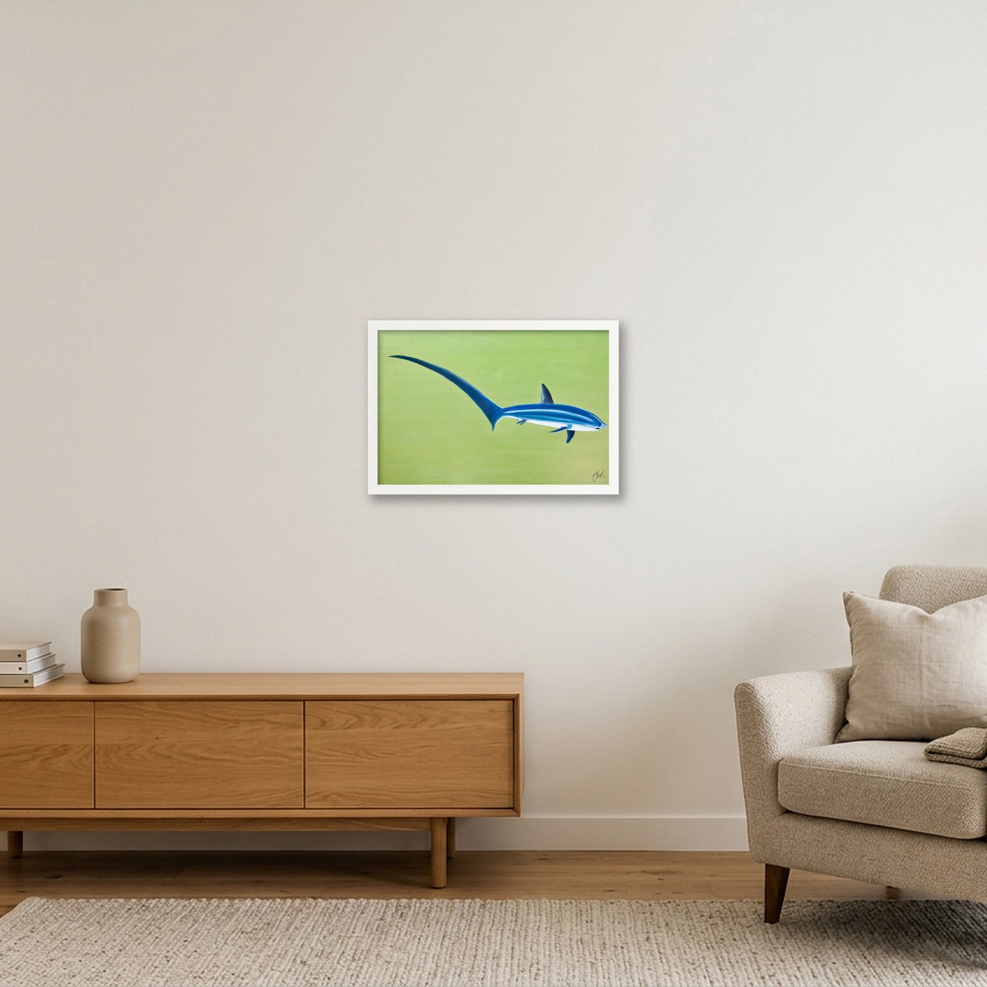 Thresher Shark — 45×30cm, 18×12" White Frame