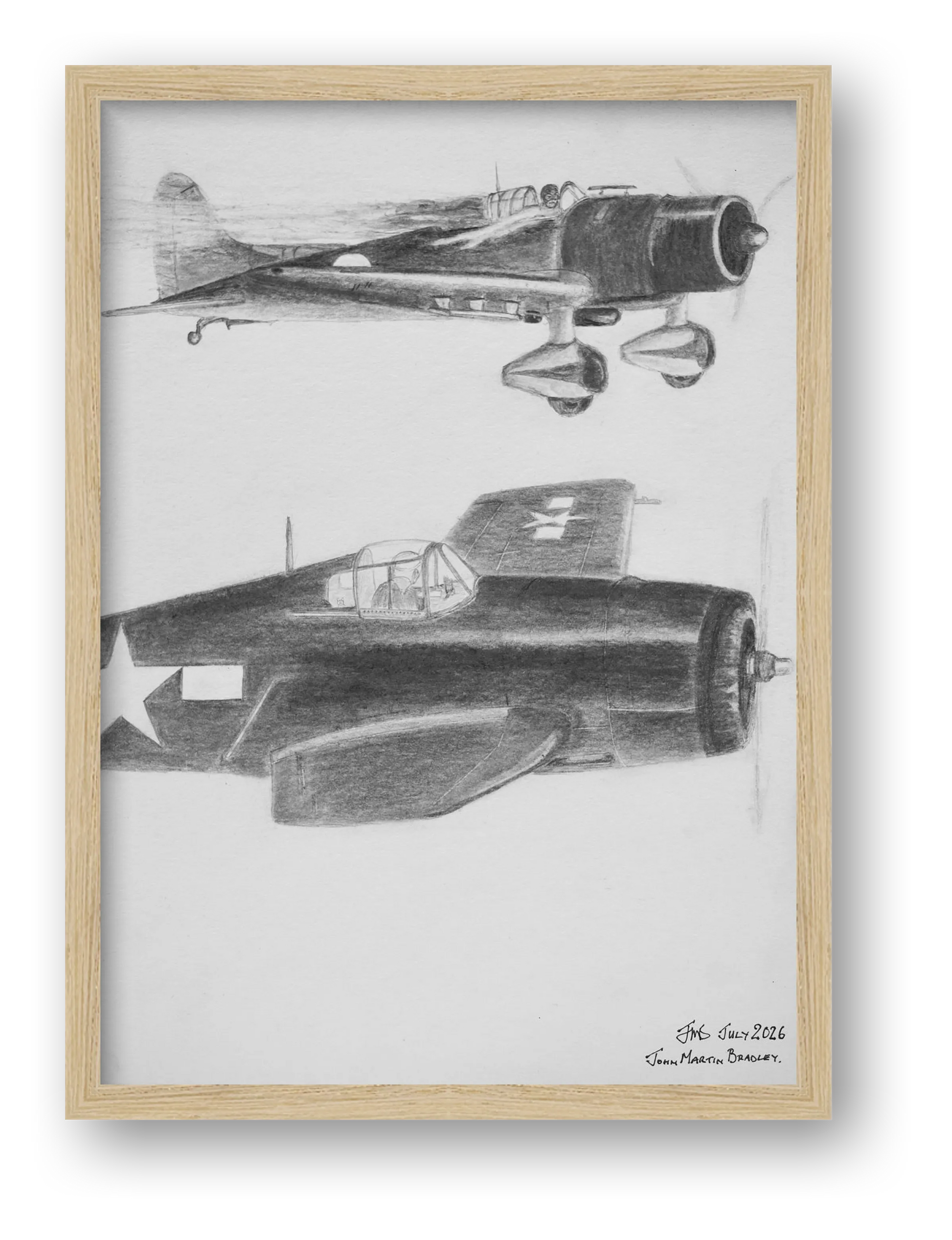Eye-to-Eye Contact - USN Pilot Bill Hardy v Kamikaze Pilot. — framed