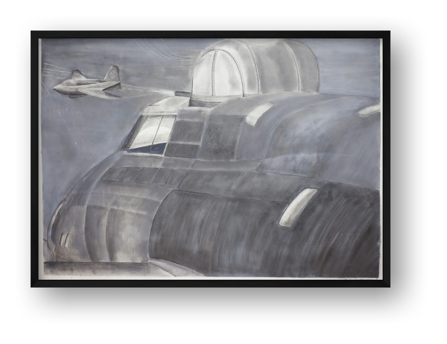 USAAF B17 Contact with a Luftwaffe Komet Rocket - FULL SIZE — framed