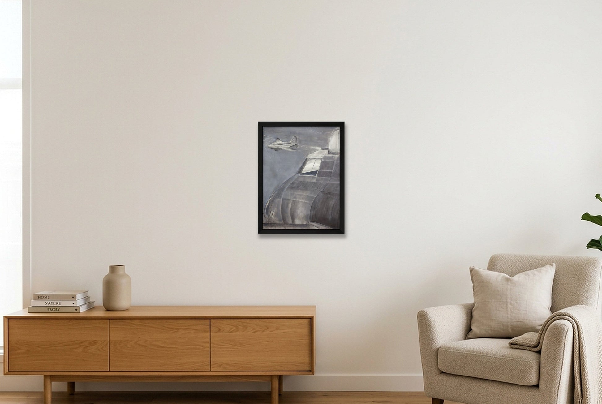 USAAF B17 Contact with a Komet Rocket - CROPPED VERSION — 30×40cm, 12×16" Black Frame