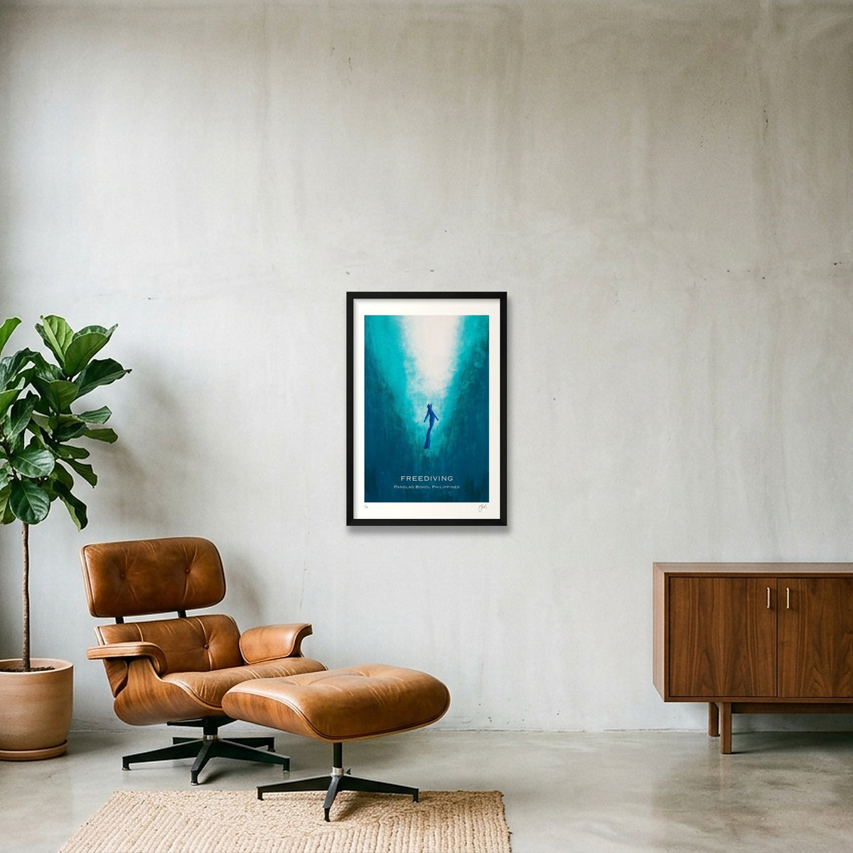 Freediving into the Light. Panglao — 40×60cm, 16×24" Black Frame