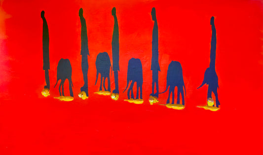 Baby Elephants and their Keepers with Long Shadows - Sheldrick Wildlife Trust