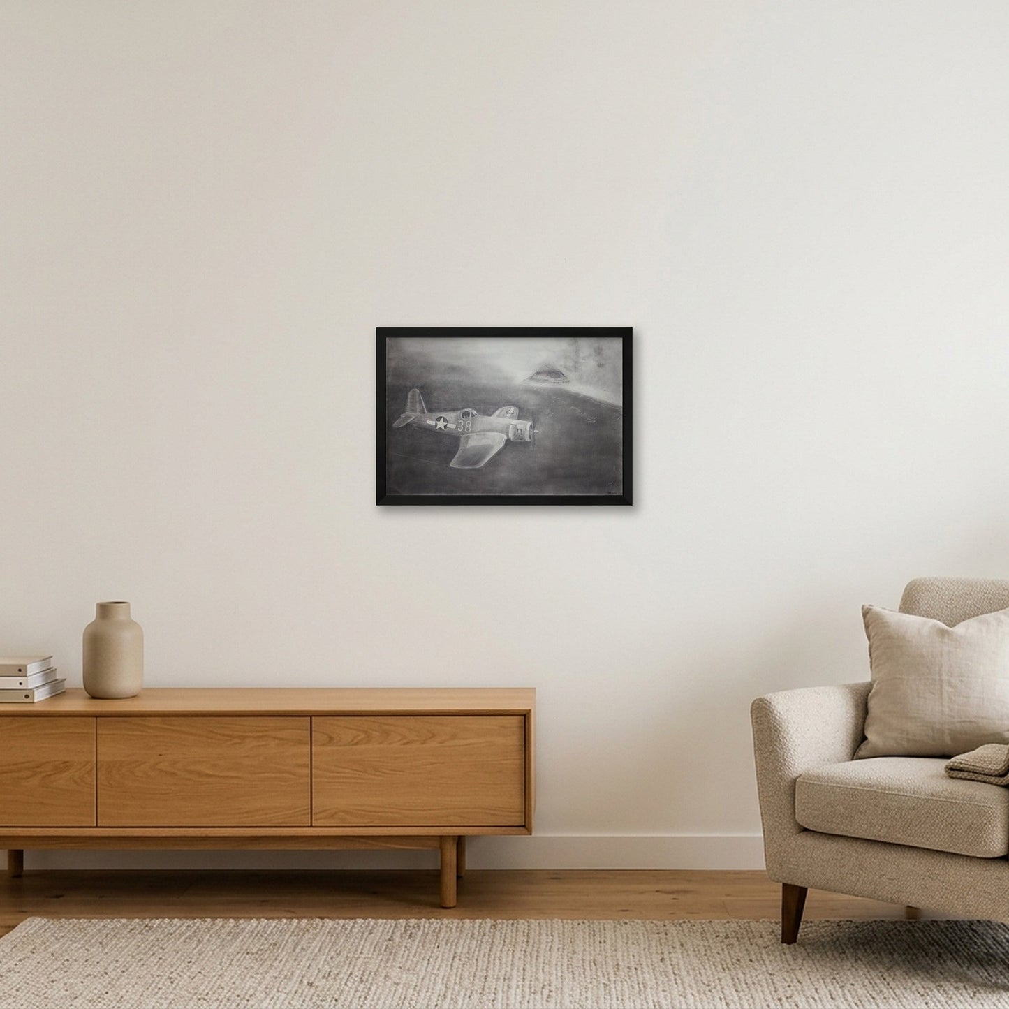 F4U Corsair Invasion of Iwo Jima — 45×30cm, 18×12" Black Frame
