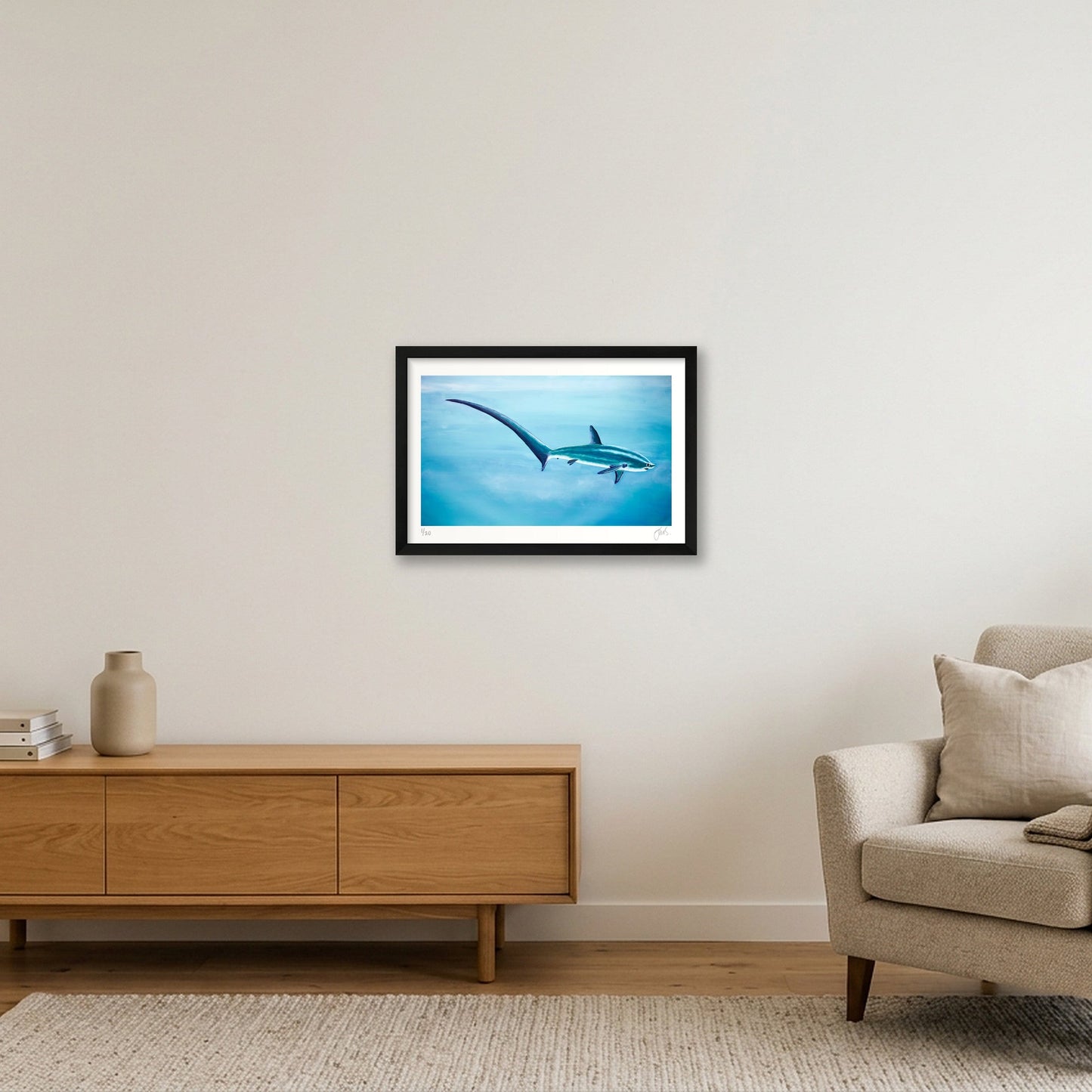 Thresher Shark Blue — 45×30cm, 18×12" Black Frame