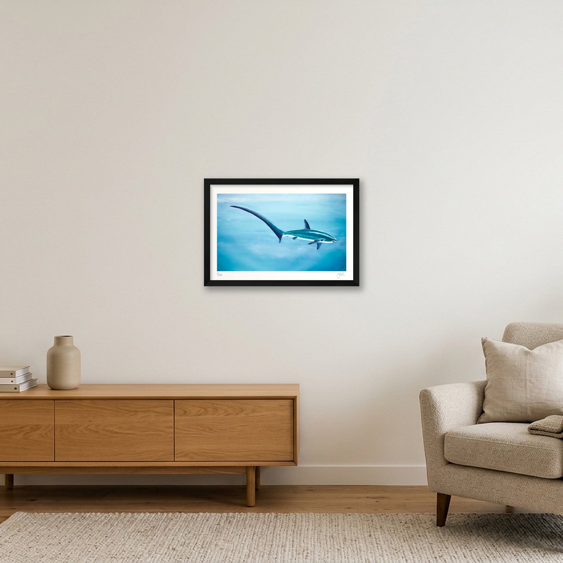 Thresher Shark Blue — 45×30cm, 18×12" Black Frame