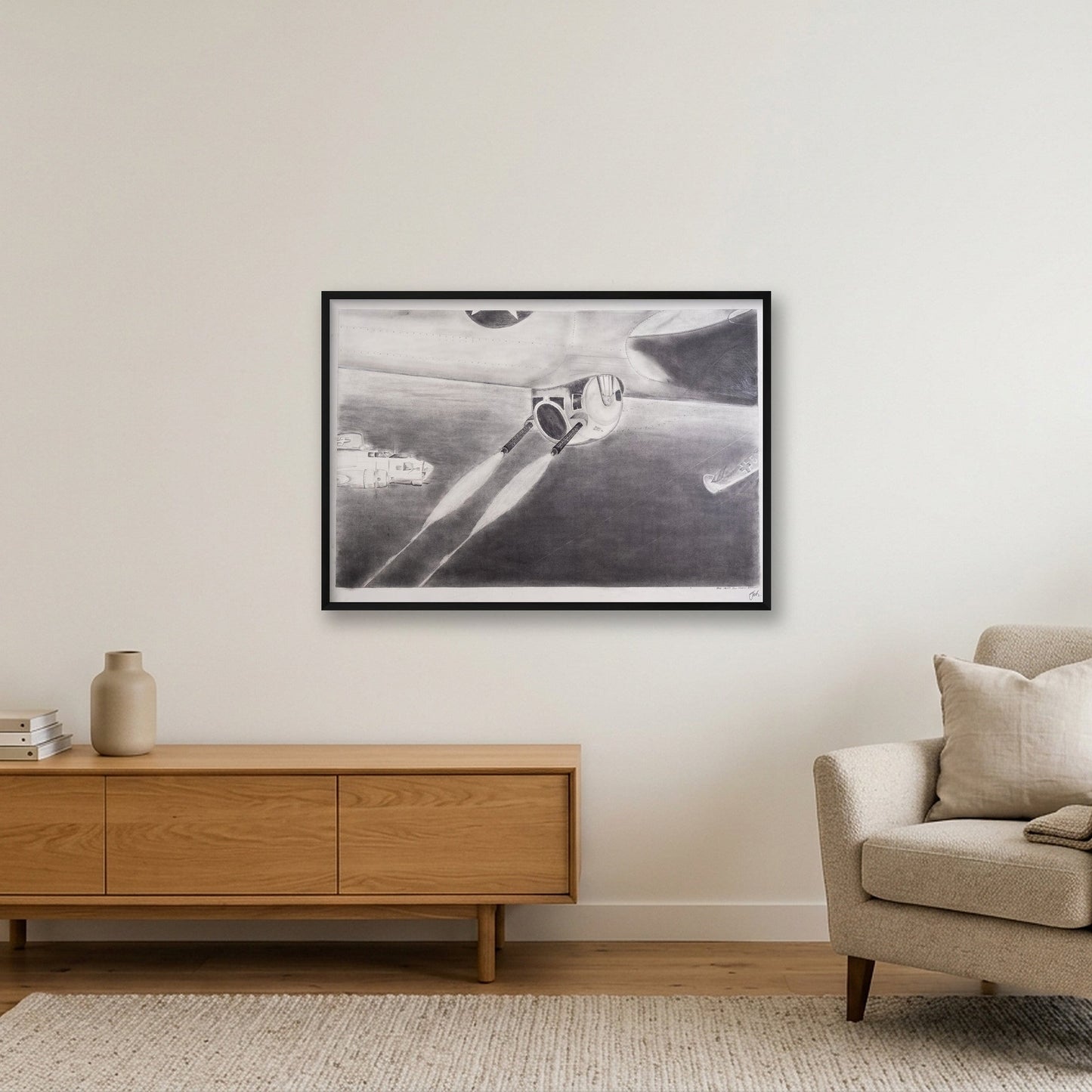 Ball turret — 100×70cm, 39×28" Black Frame
