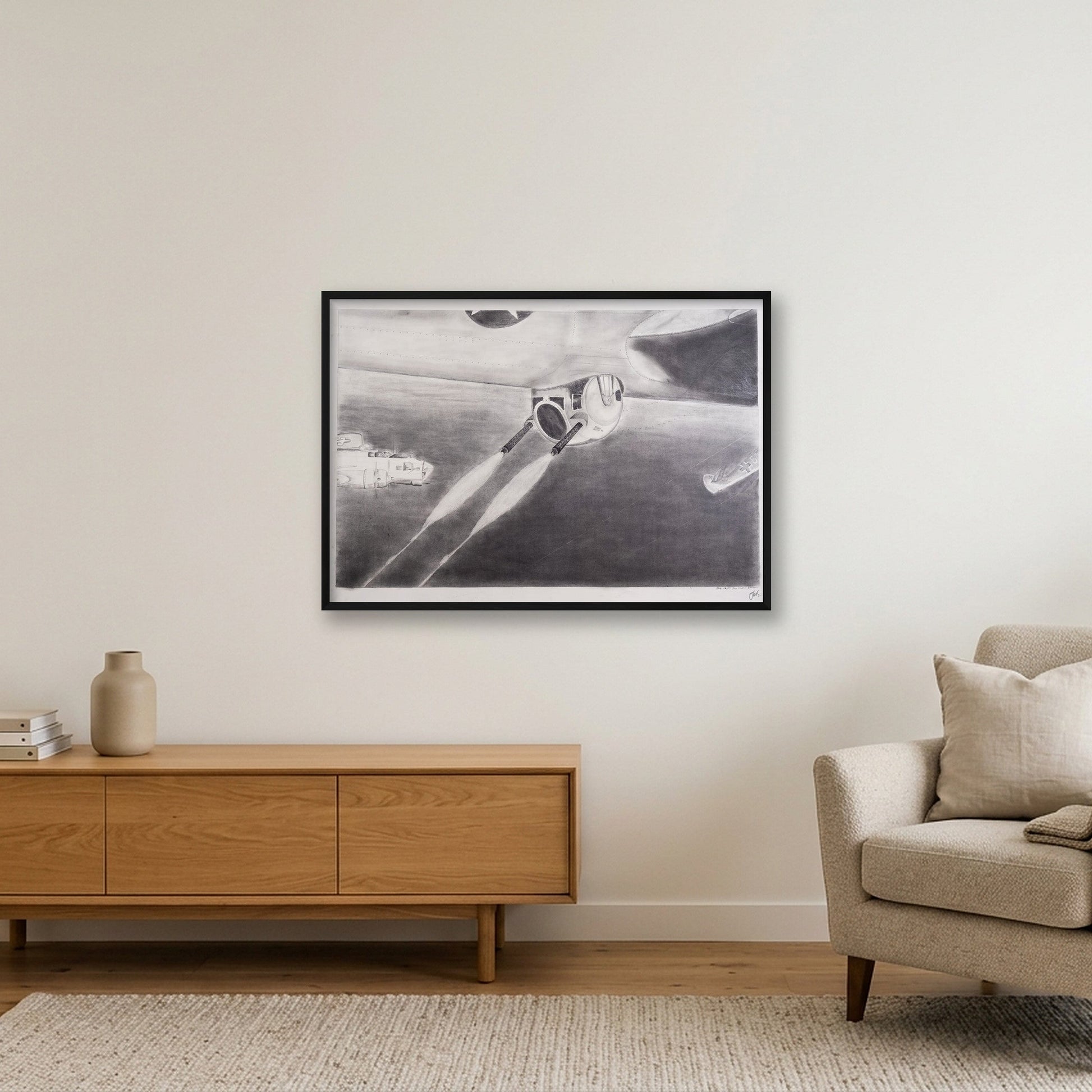 Ball turret — 100×70cm, 39×28" Black Frame
