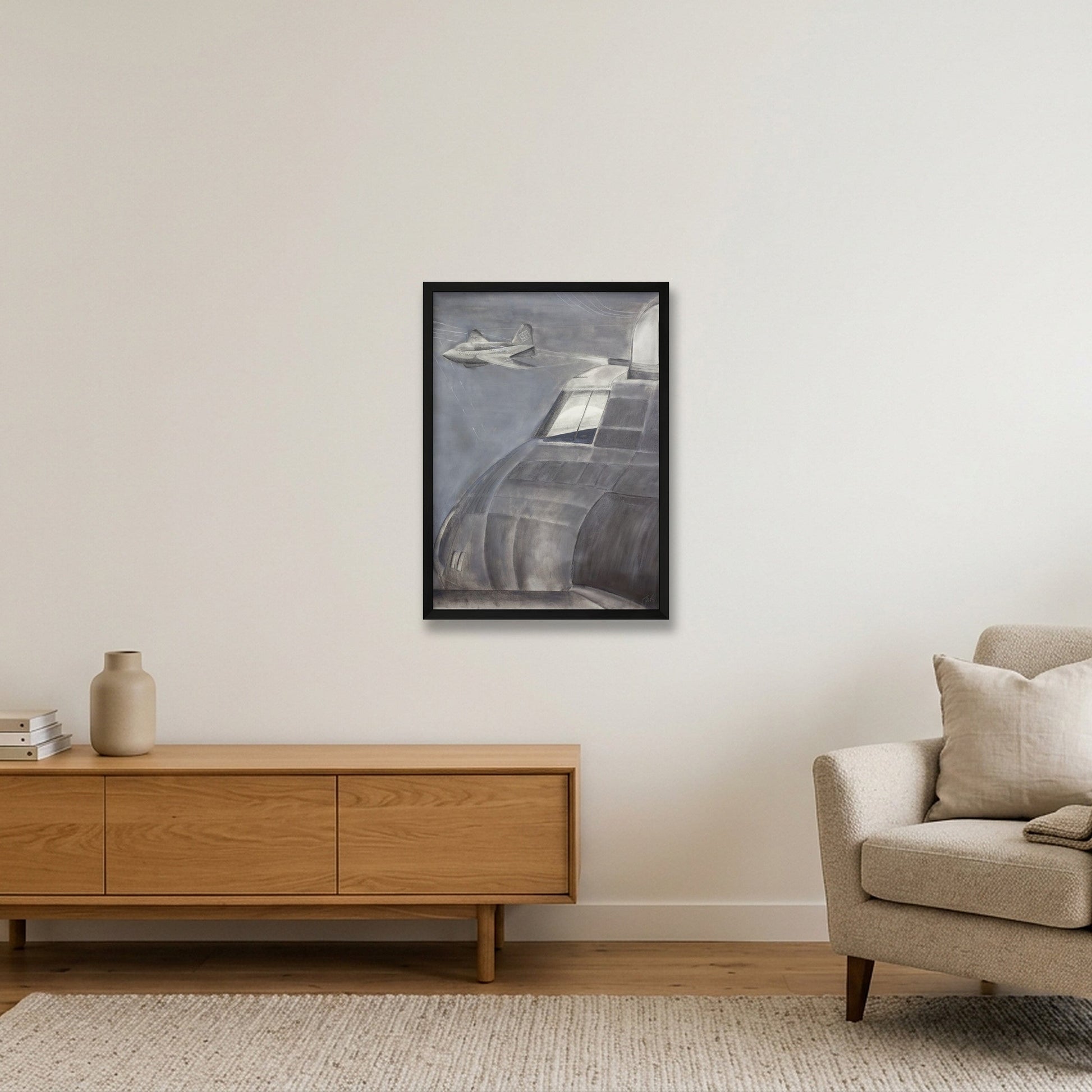 USAAF B17 Contact with a Komet Rocket - CROPPED VERSION — 42×59cm, 17×23" Black Frame