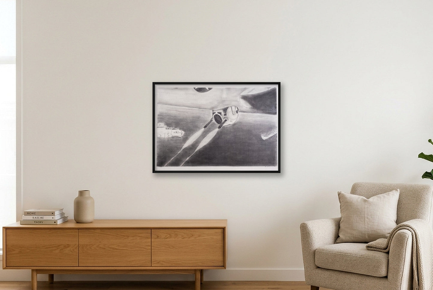 Ball turret — 100×70cm, 39×28" Black Frame