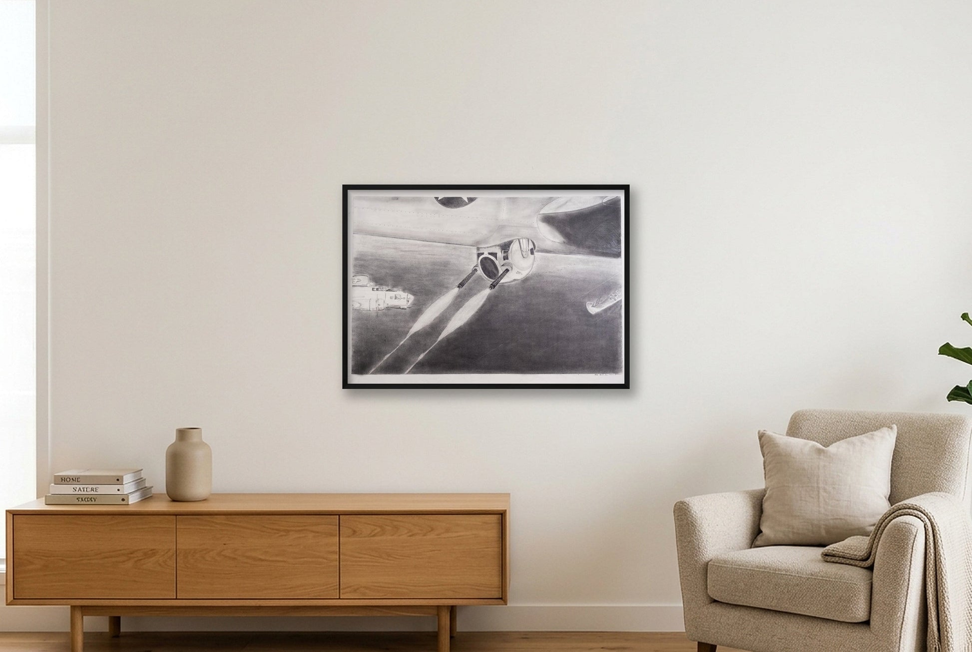 Ball turret — 100×70cm, 39×28" Black Frame