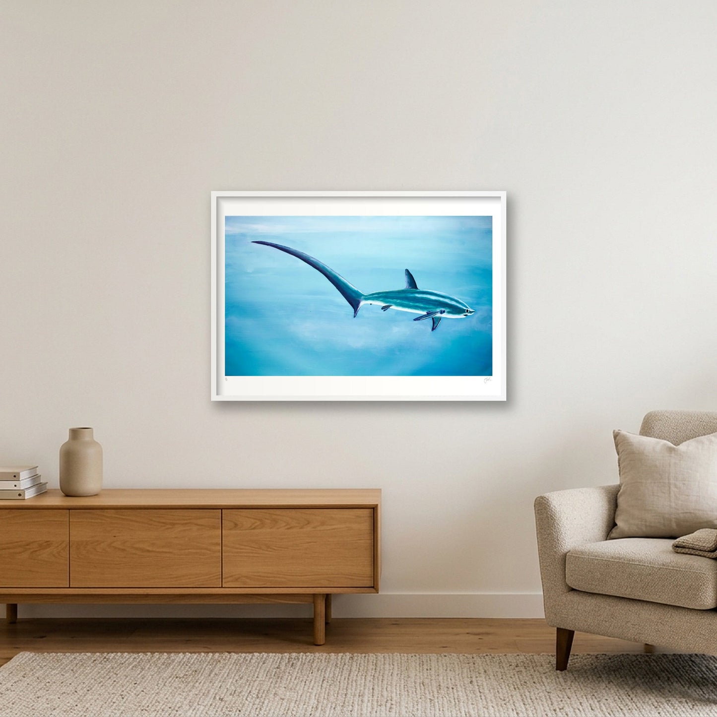 Thresher Shark Blue — 100×70cm, 39×28" White Frame