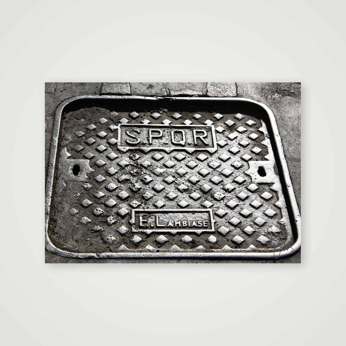 SPQR Roman Manhole Cover — A4 (30×21cm, 12×8") Print only