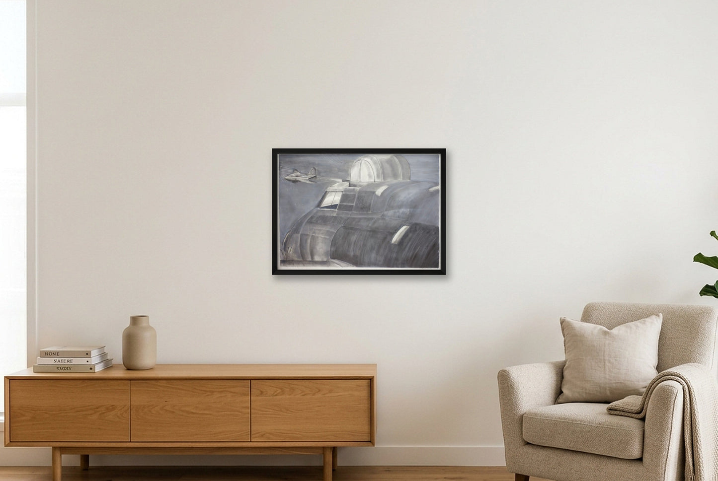 USAAF B17 Contact with a Luftwaffe Komet Rocket - FULL SIZE — 59×42cm, 23×17" Black Frame