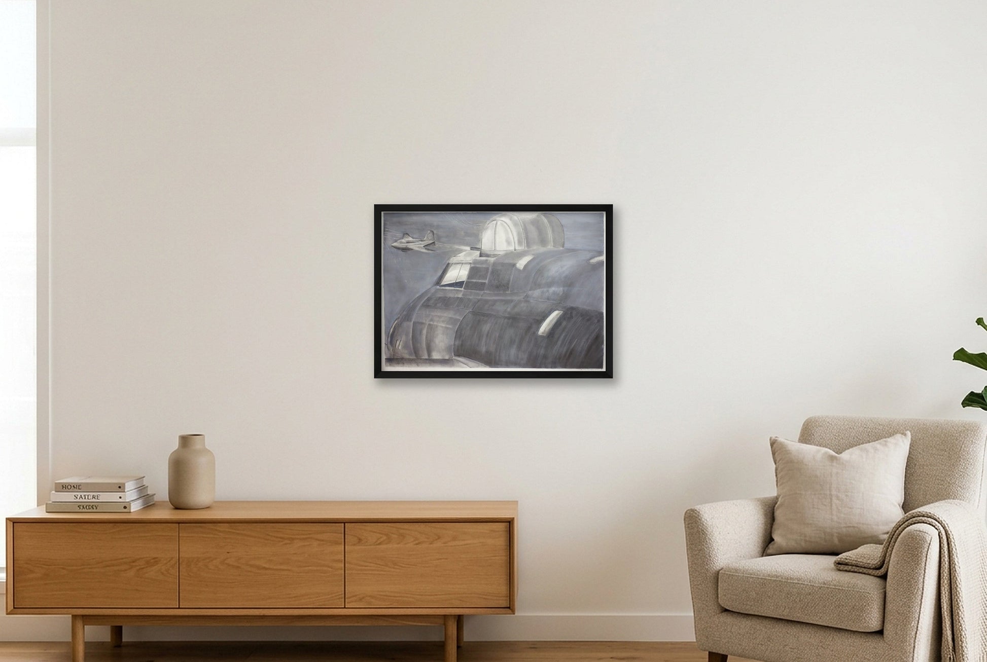 USAAF B17 Contact with a Luftwaffe Komet Rocket - FULL SIZE — 59×42cm, 23×17" Black Frame