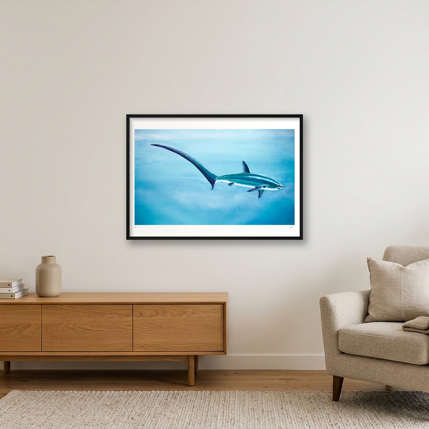 Thresher Shark Blue — 100×70cm, 39×28" Black Frame