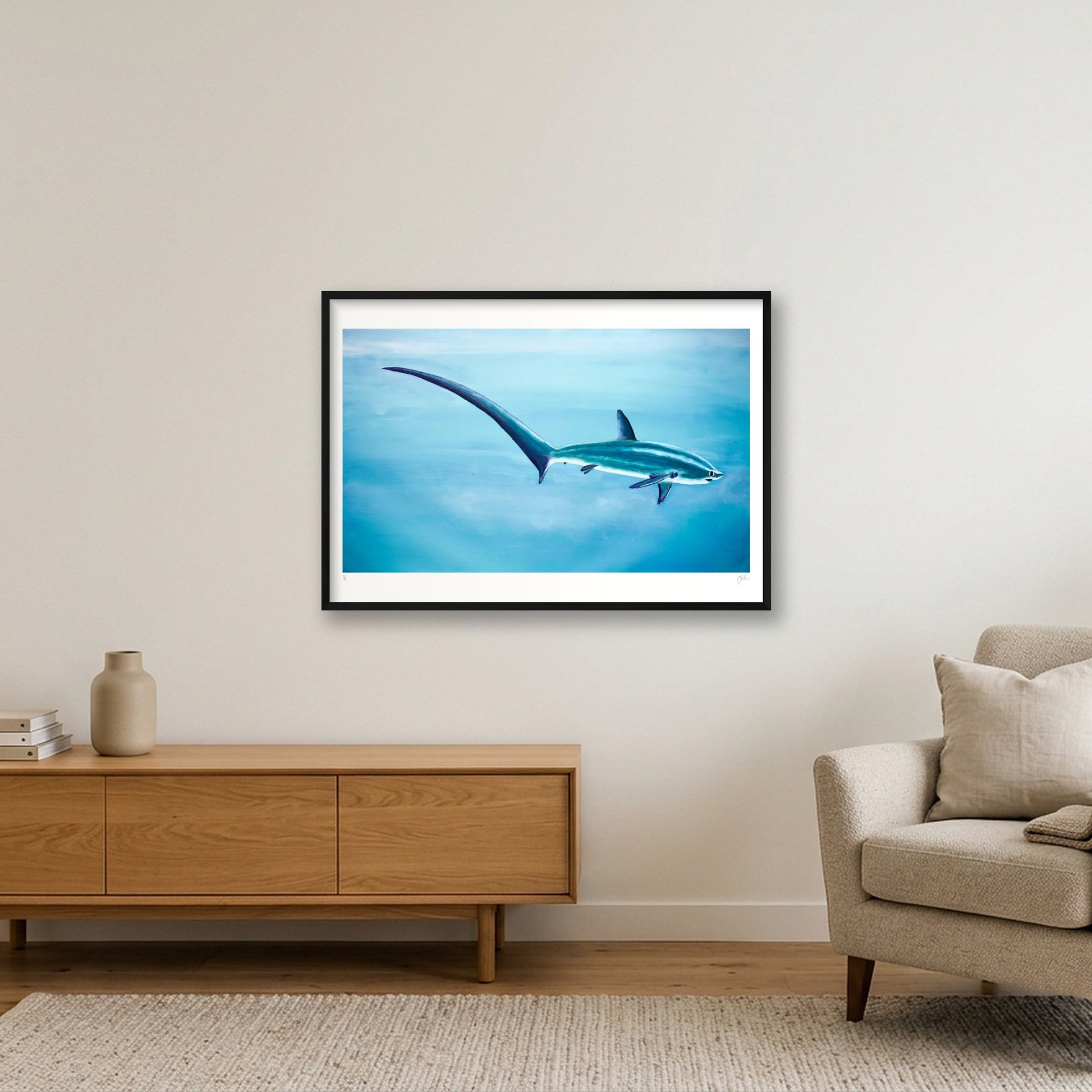 Thresher Shark Blue — 100×70cm, 39×28" Black Frame