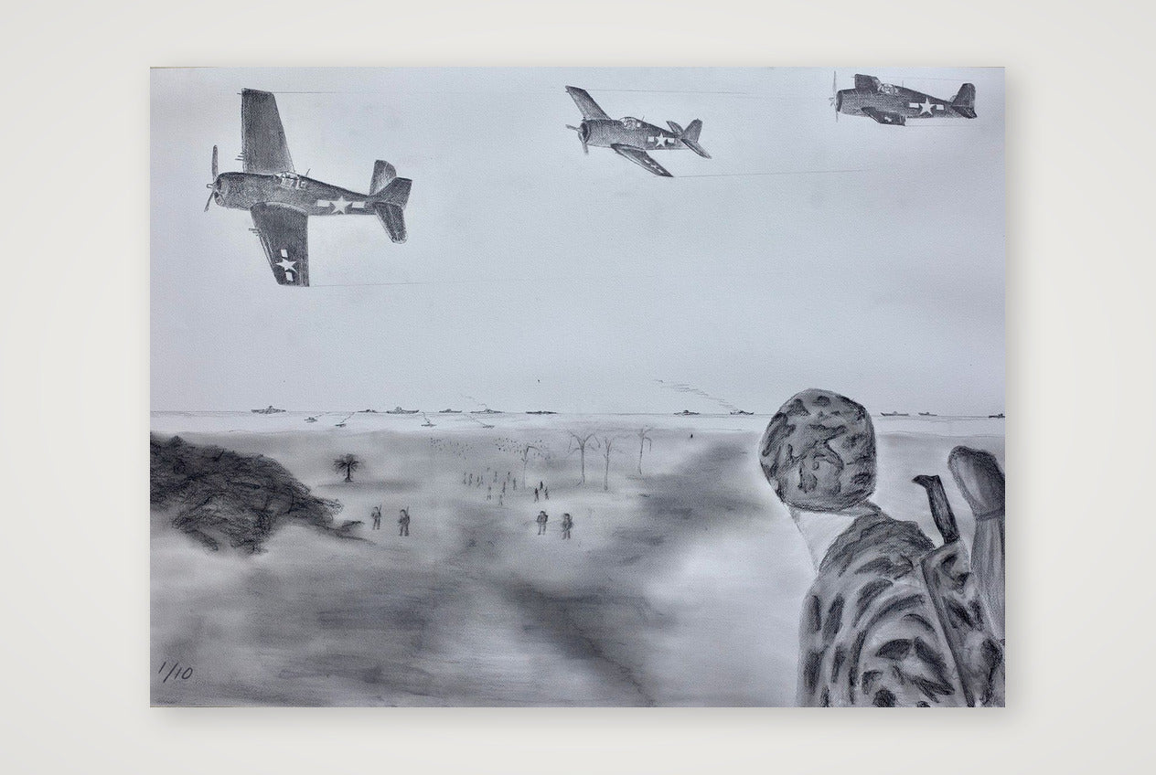 Teamwork: USN Pilots in the Air and US Marines on the Ground — 40×30cm, 16×12" Print only