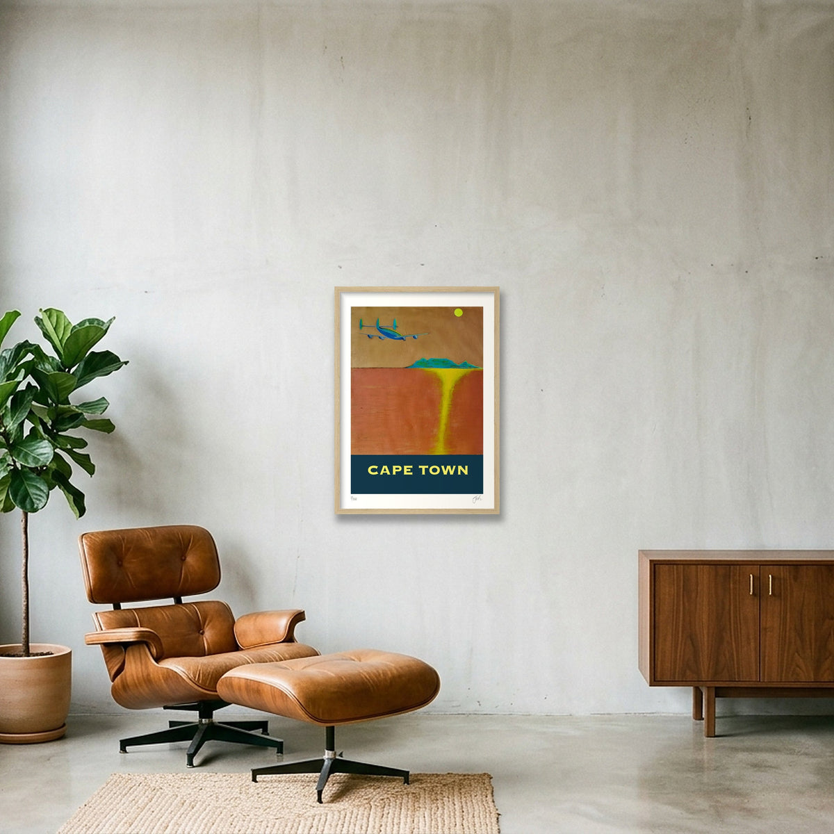 Cape Town - a Golden-Age-of-AIr-Travel Destination — 42×59cm, 17×23" Oak Frame