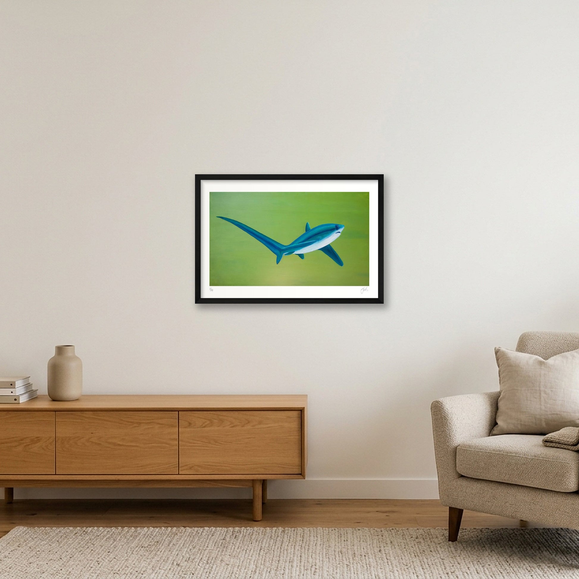 Thresher Shark Turning — 60×40cm, 24×16" Black Frame