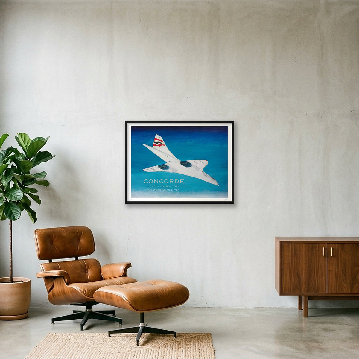 Concorde London New York — 80×60cm, 31×24" Black Frame