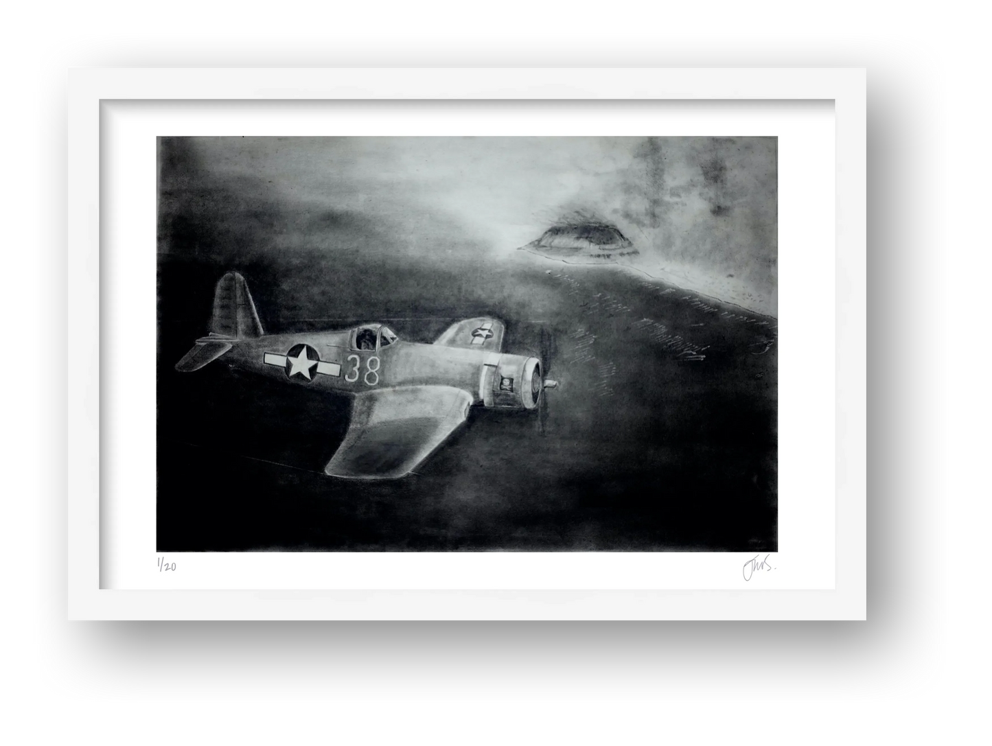 F4U Corsair Over Iwo Jima — framed