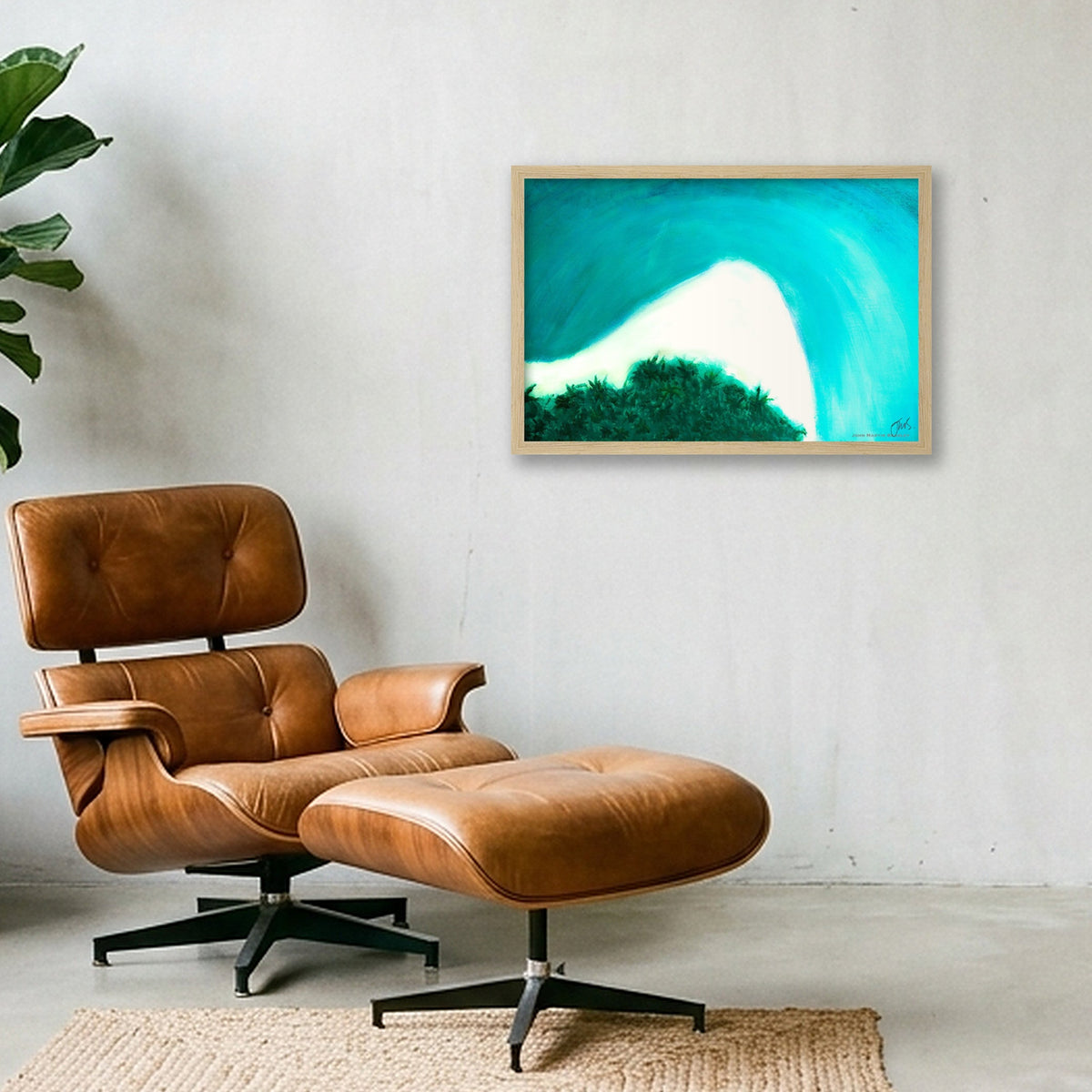 Tropical Seascape No.1 — 45×30cm, 18×12" Oak Frame