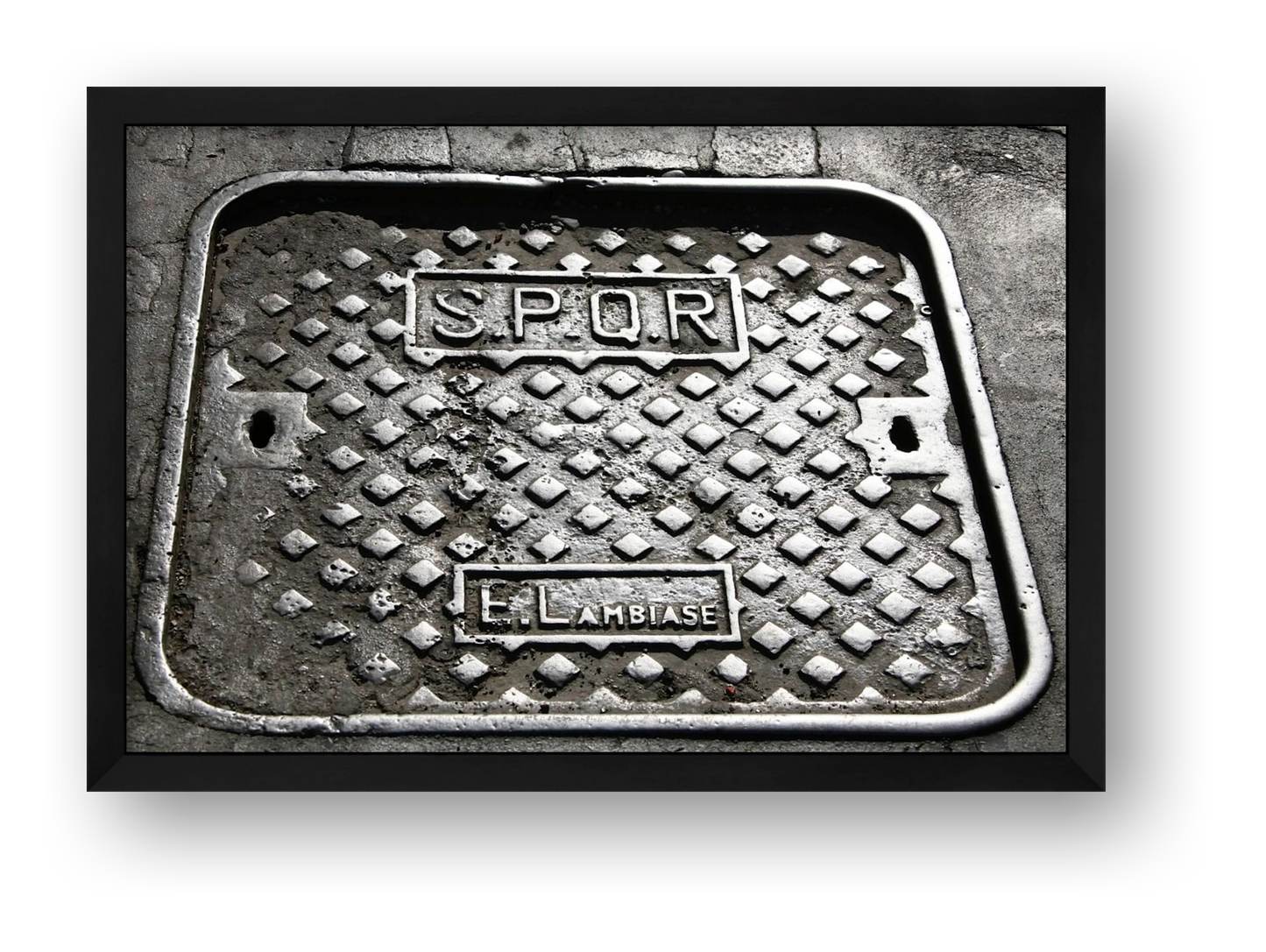 SPQR Roman Manhole Cover — framed